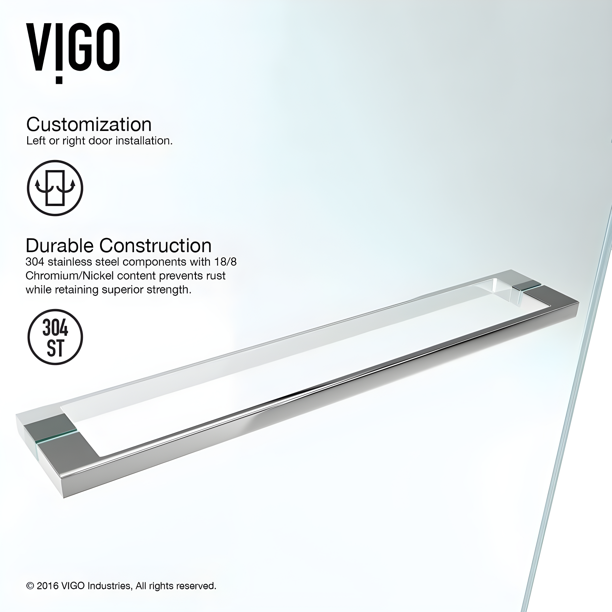 Rialto 34" W x 58" H Hinged Frameless Tub Door with with 5/16" Glass