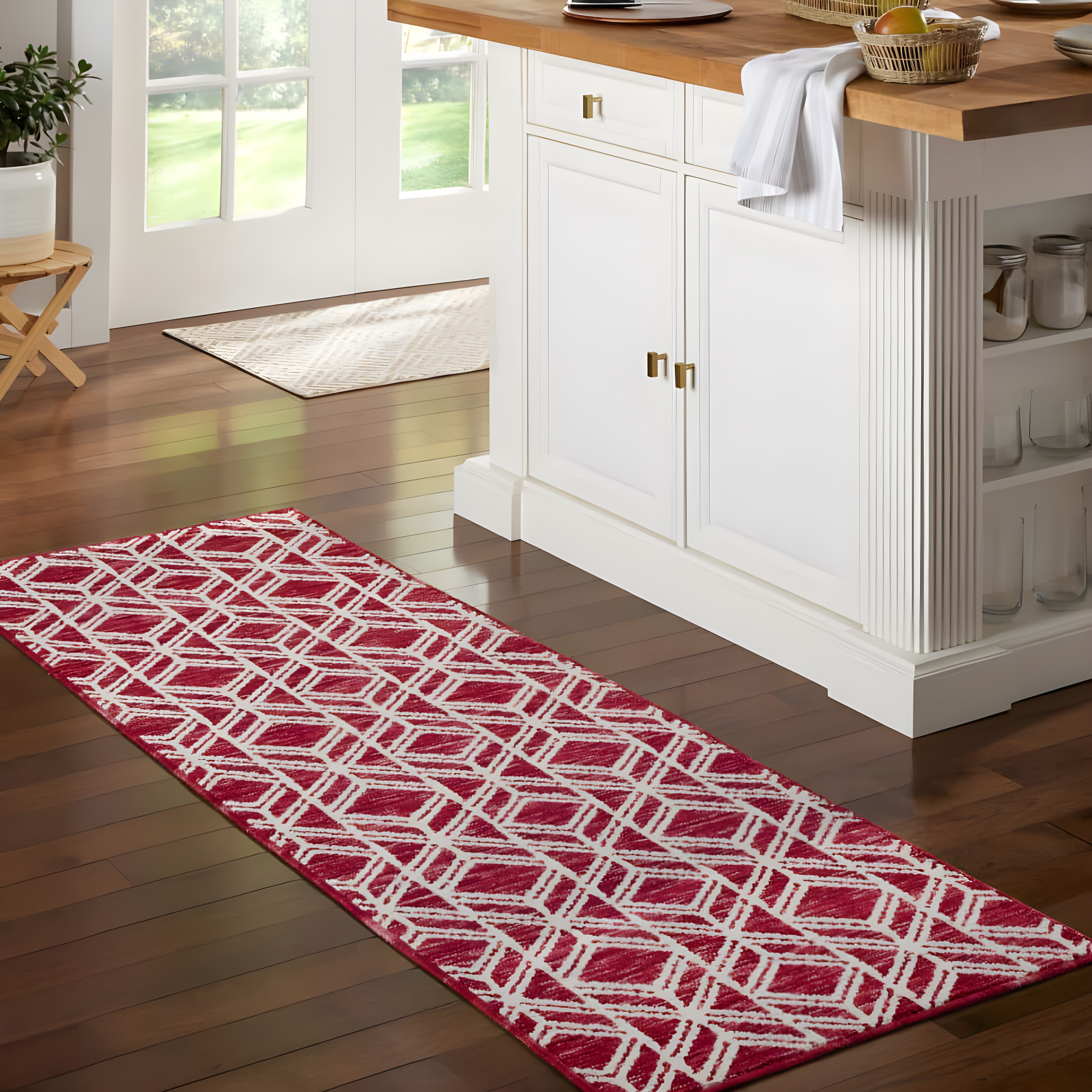 Town & Country Living TOWN & COUNTRY EVERYDAY Walker Modern Diamond Everwash Non-Slip Backing Kitchen Mat