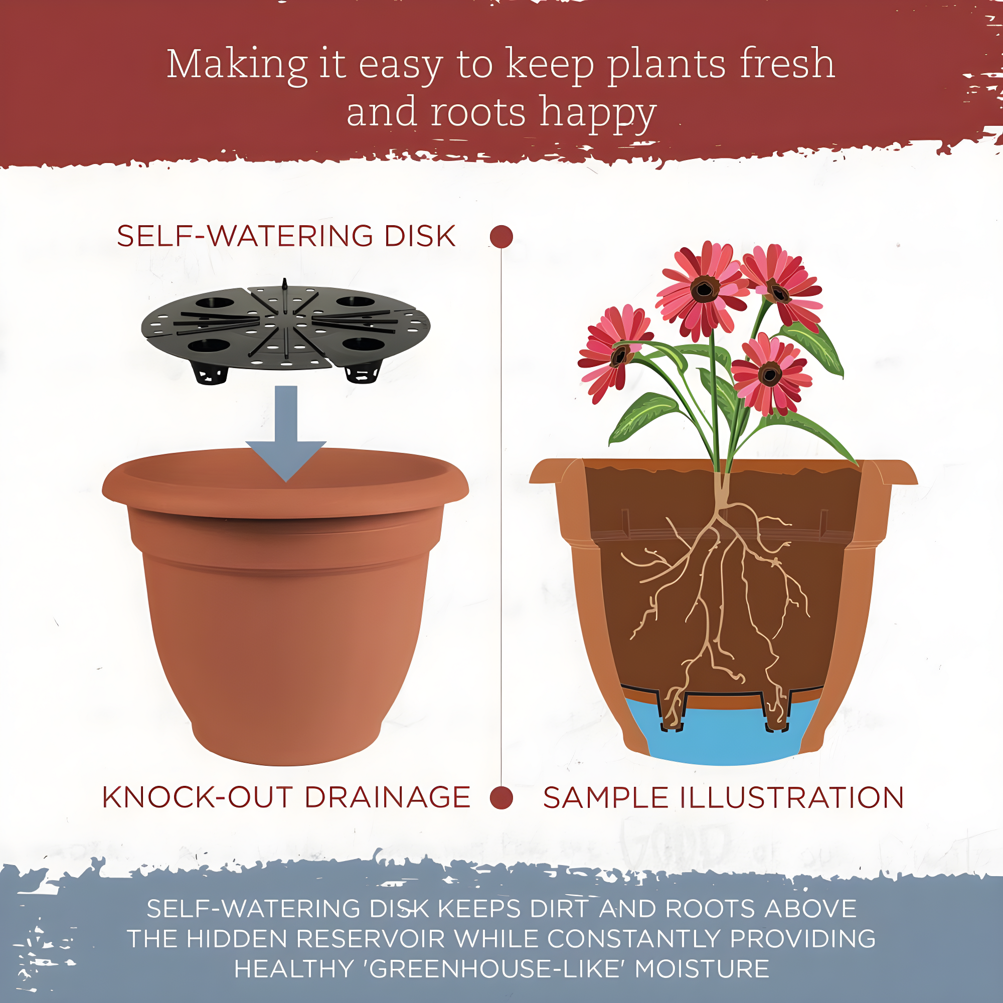 Bloem Ariana Traditional Self-Watering Indoor/Outdoor Pot Planter