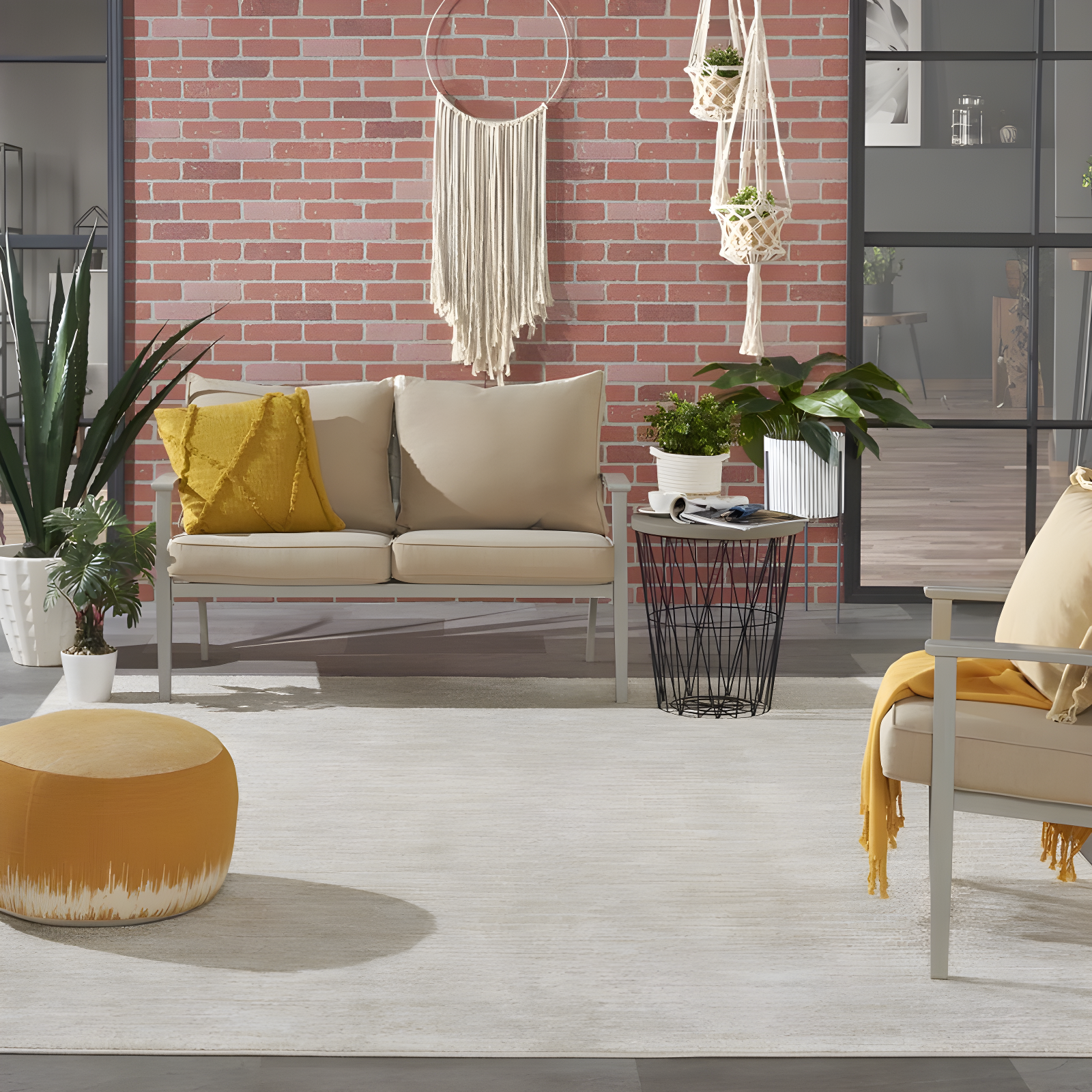 Nourison Essentials 7' x 10' Ivory Beige Indoor/Outdoor Rug