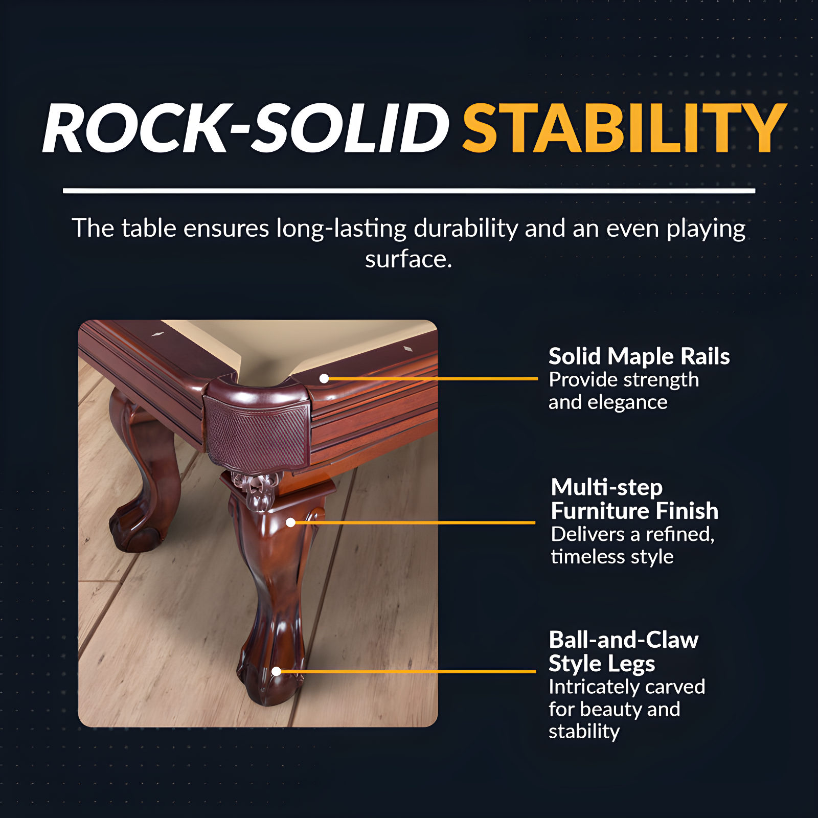 Hathaway Games Hathaway Augusta 8 Ft Furniture Pool Table – Includes Cue Sticks, Billiard Balls – Classic Design Perfect for Family, Home, Dining, or Living Room