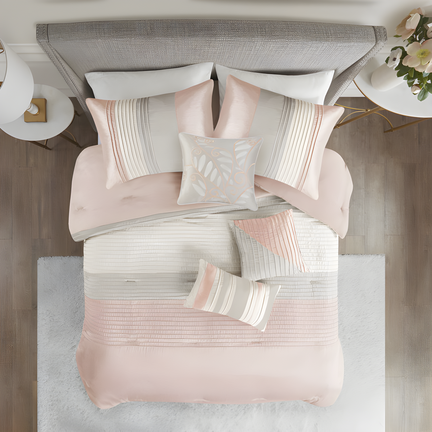 Madison Park Amherst 7 Piece Striped and Pleated Comforter Set & Reviews | Wayfair