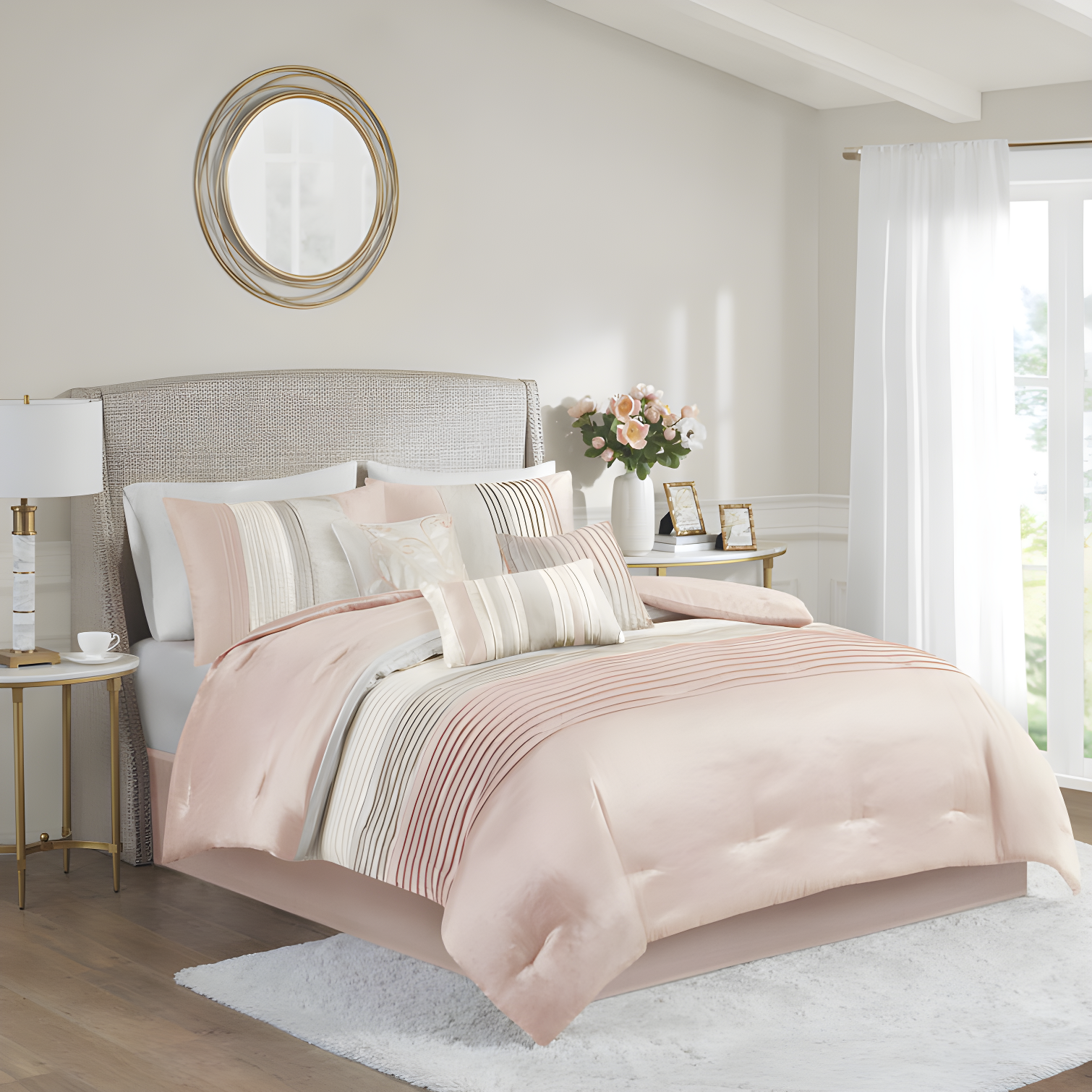 Madison Park Amherst 7 Piece Striped and Pleated Comforter Set & Reviews | Wayfair