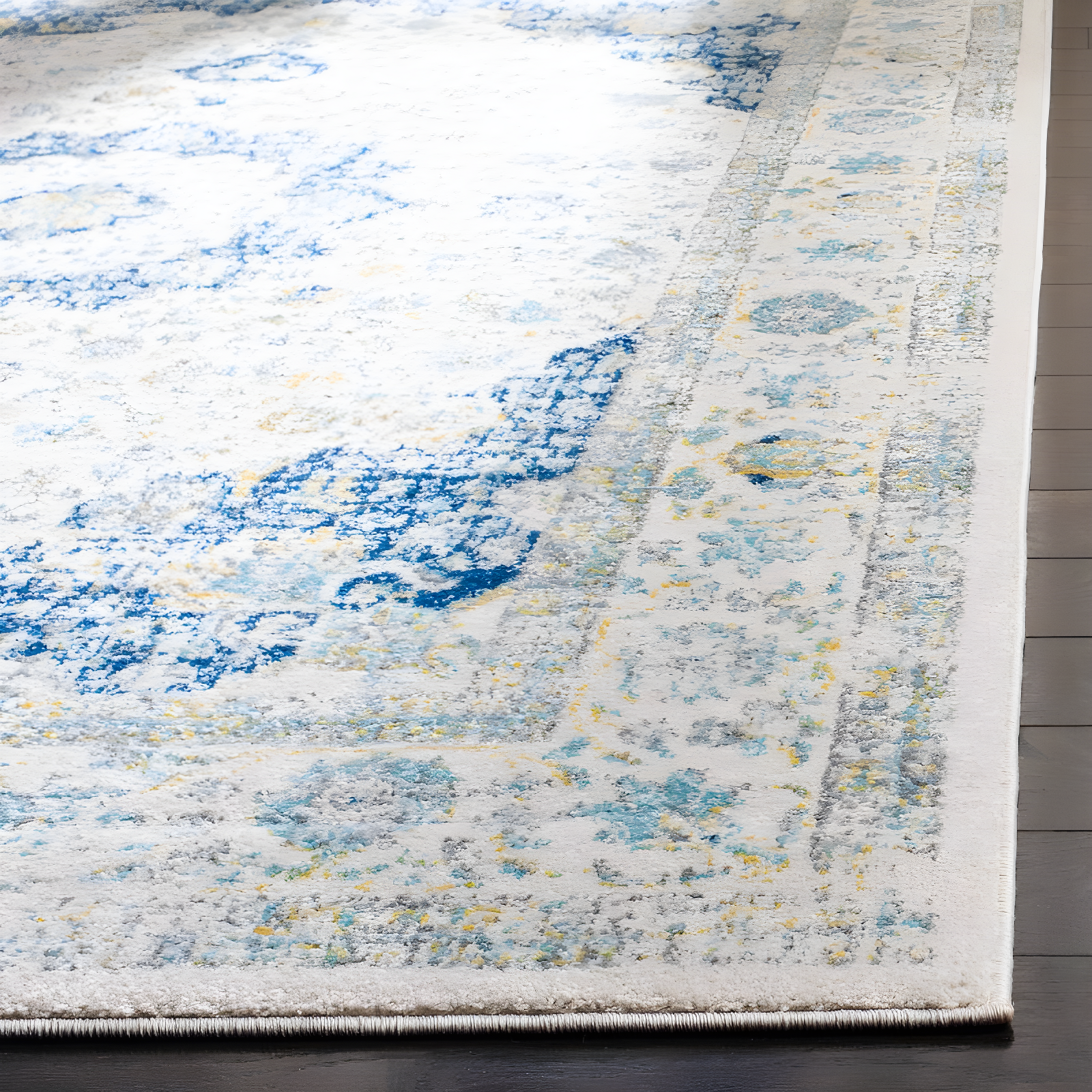 Evoke EVK220 Power Loomed Area Rug - Ivory/Blue - 4'x6' - Safavieh.