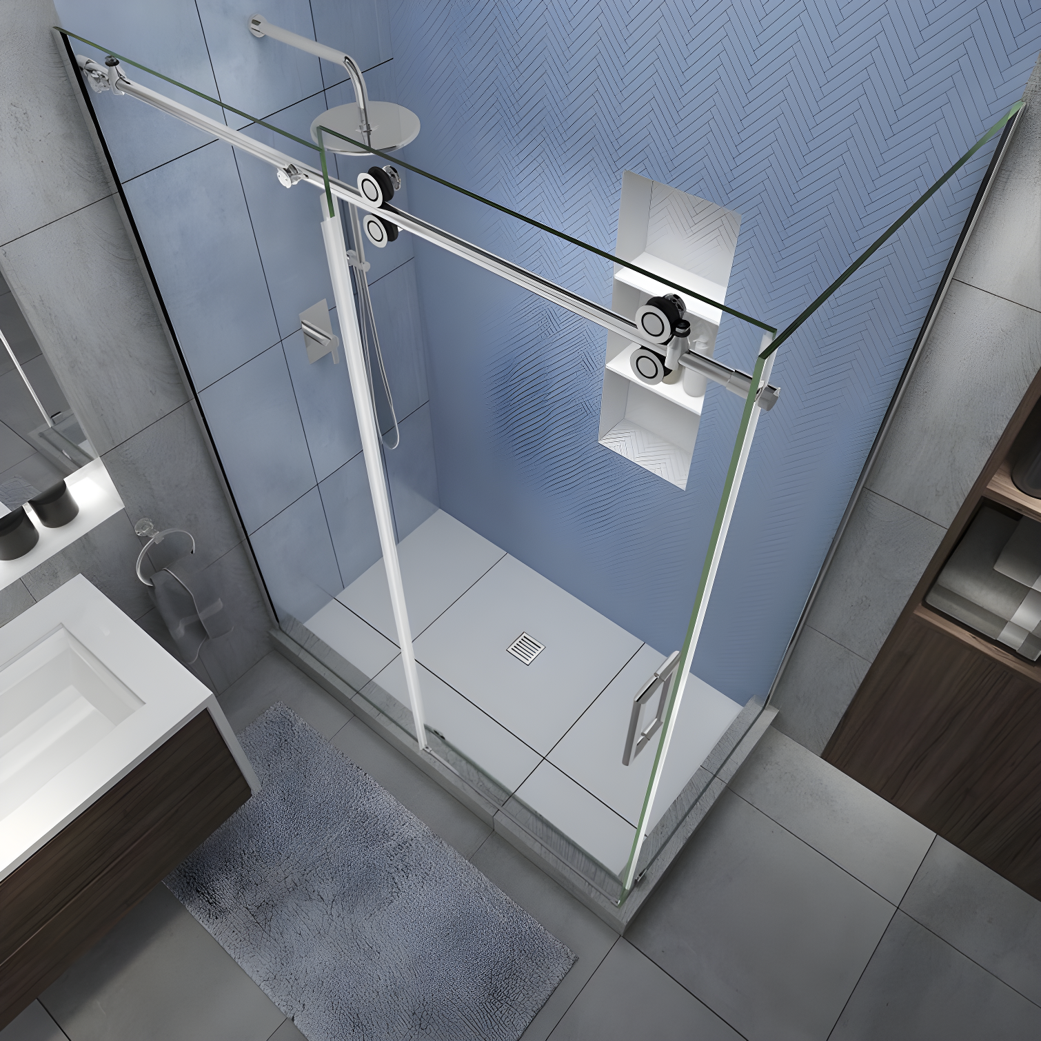 Aston Langham XL 60" - 64" W x 30" D x 80" H Frameless Rectangle Sliding Shower Enclosure SEN979EZ.UC-CH-643080-R
