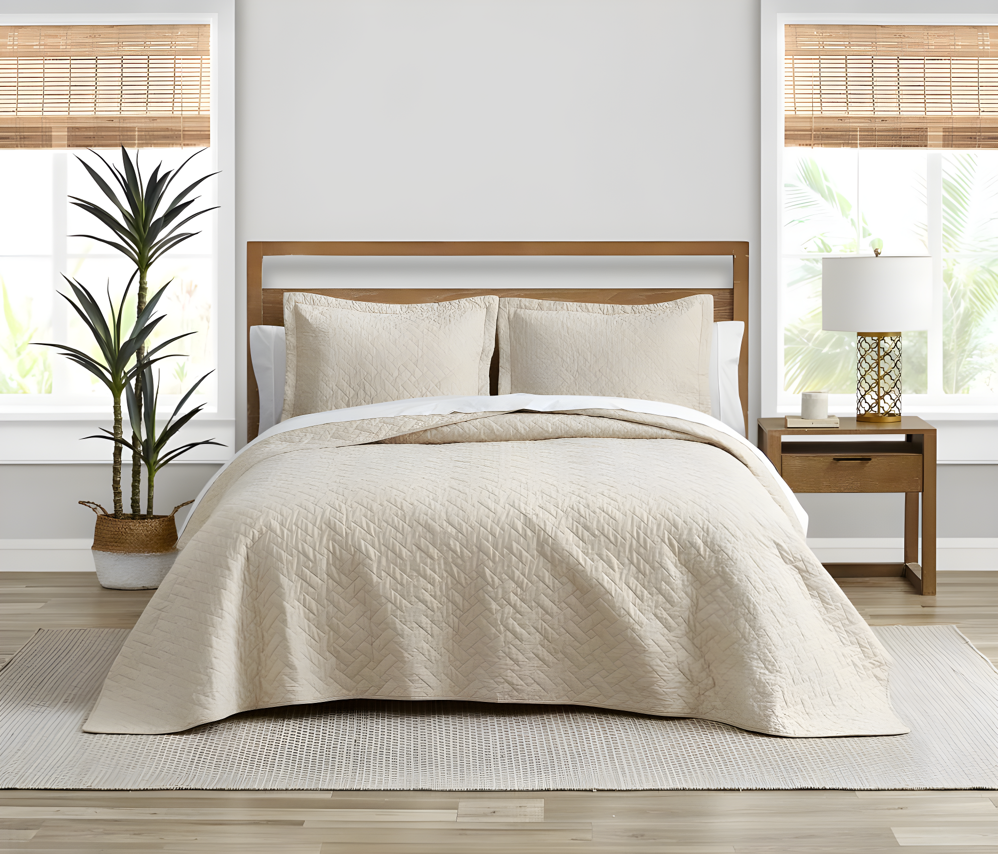 Tommy Bahama Raffia Solid Cotton Reversible Quilt Set