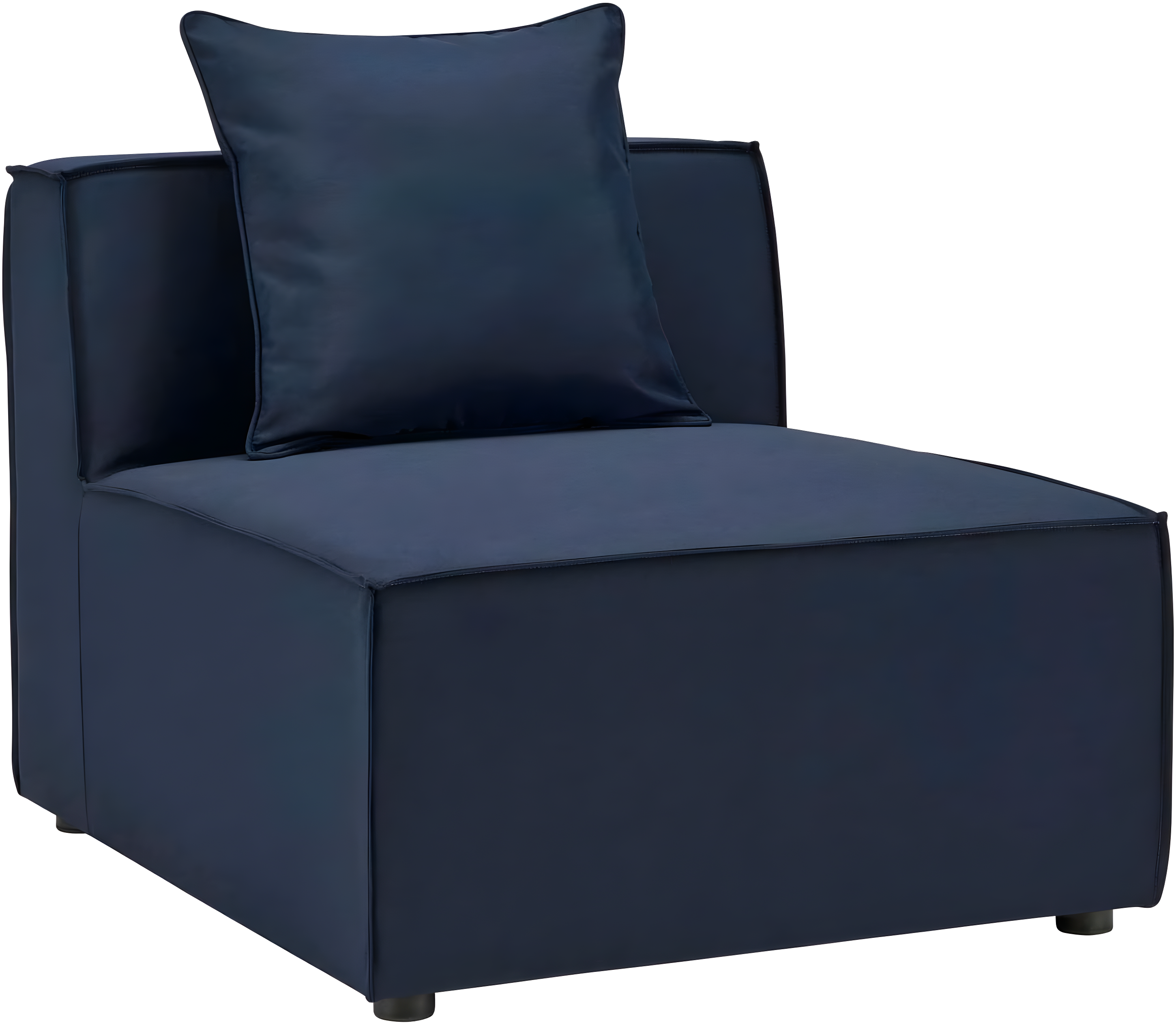 Modway Saybrook Fabric Upholstered Outdoor Patio Sofa Armless Chair in Navy Blue