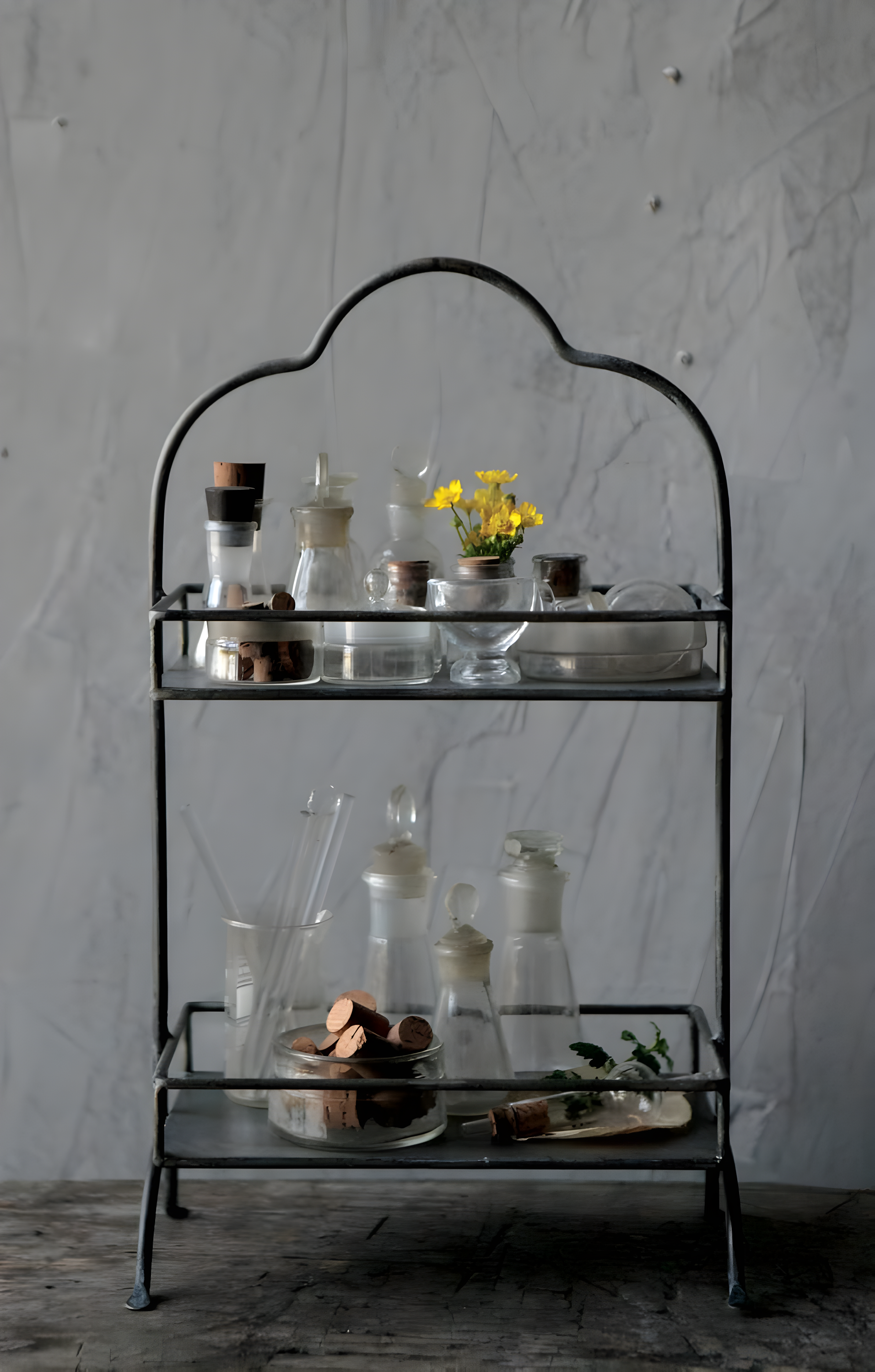 Metal 2 Tier Tray - Storied Home: Decorative, Space-Saving Organizer, Black Wire Sides