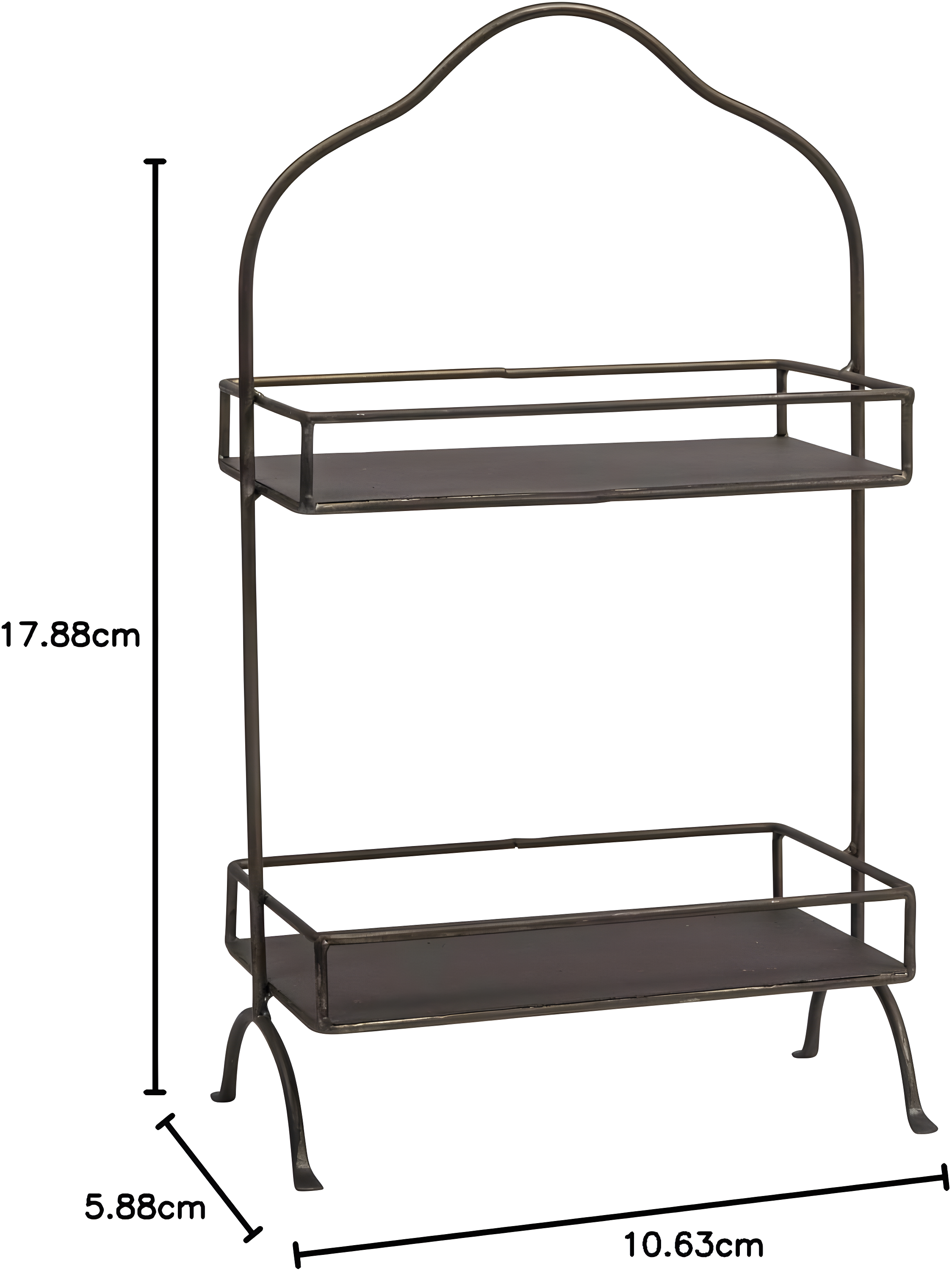 Metal 2 Tier Tray - Storied Home: Decorative, Space-Saving Organizer, Black Wire Sides