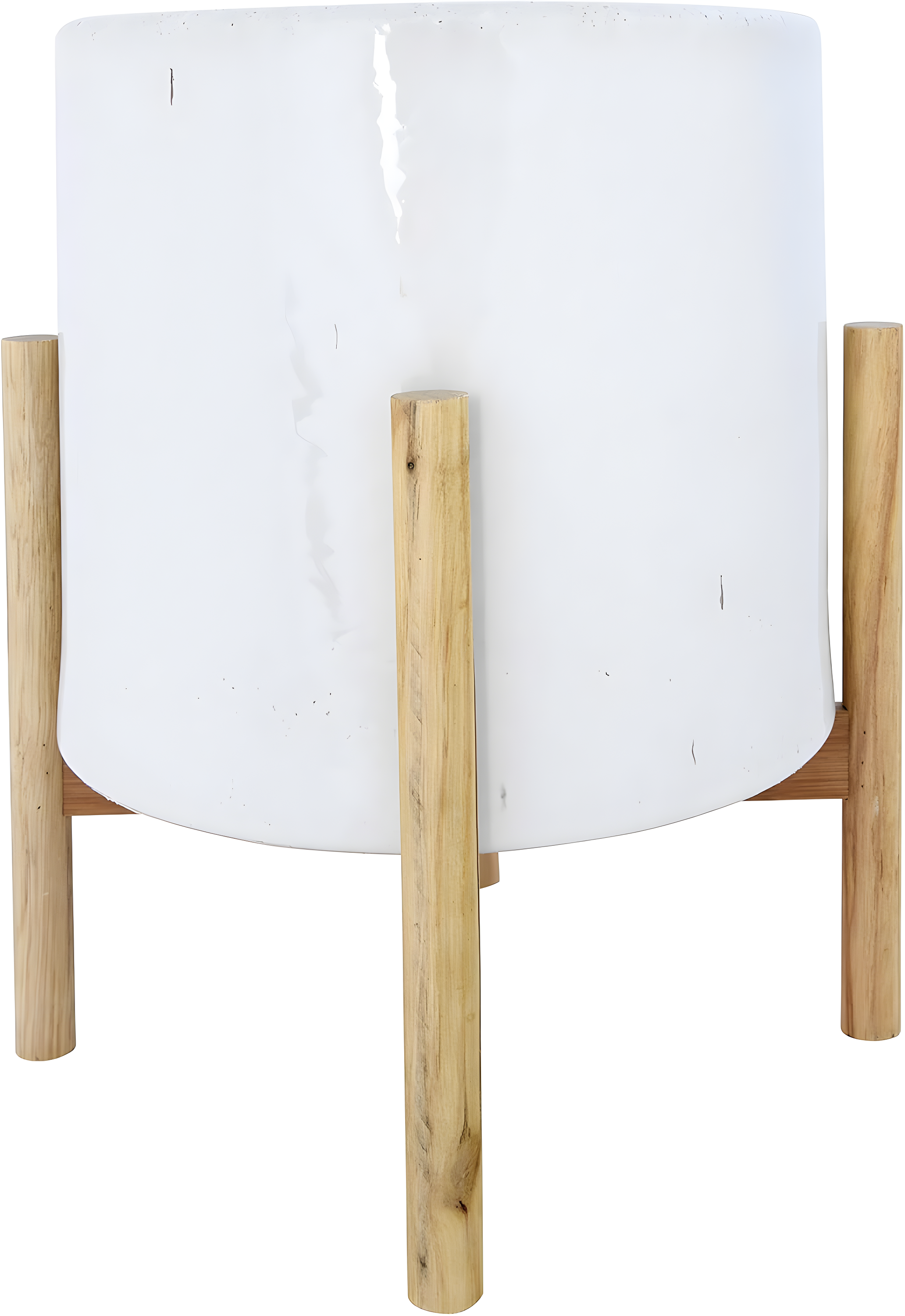 Creative Co-Op Round Stoneware Planter on Wood Holder (Set of 2 Pieces/Holds 10" Pot)