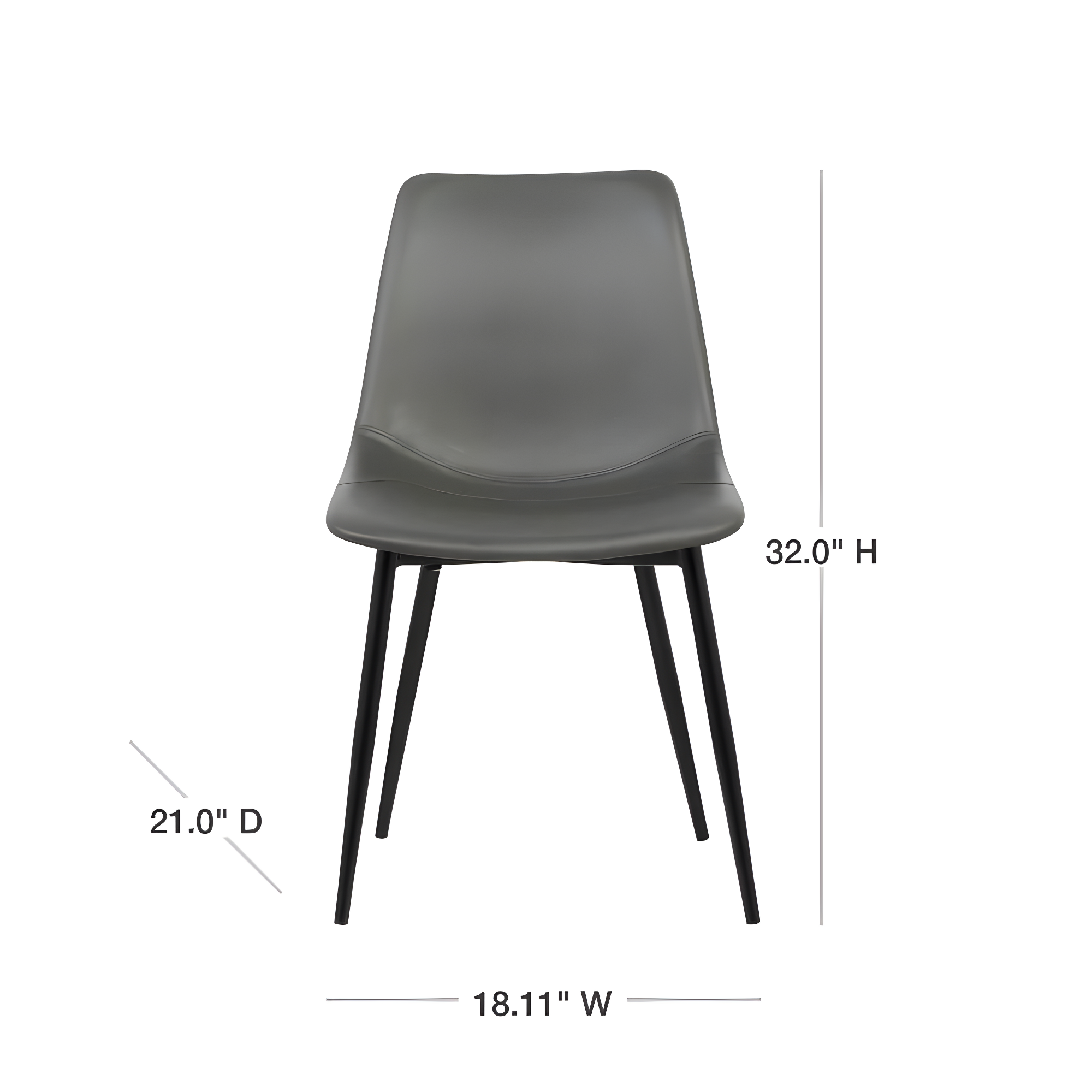 Monte Contemporary Dining Chair Faux Leather with Black Powder Coated Metal Legs - Armen Living