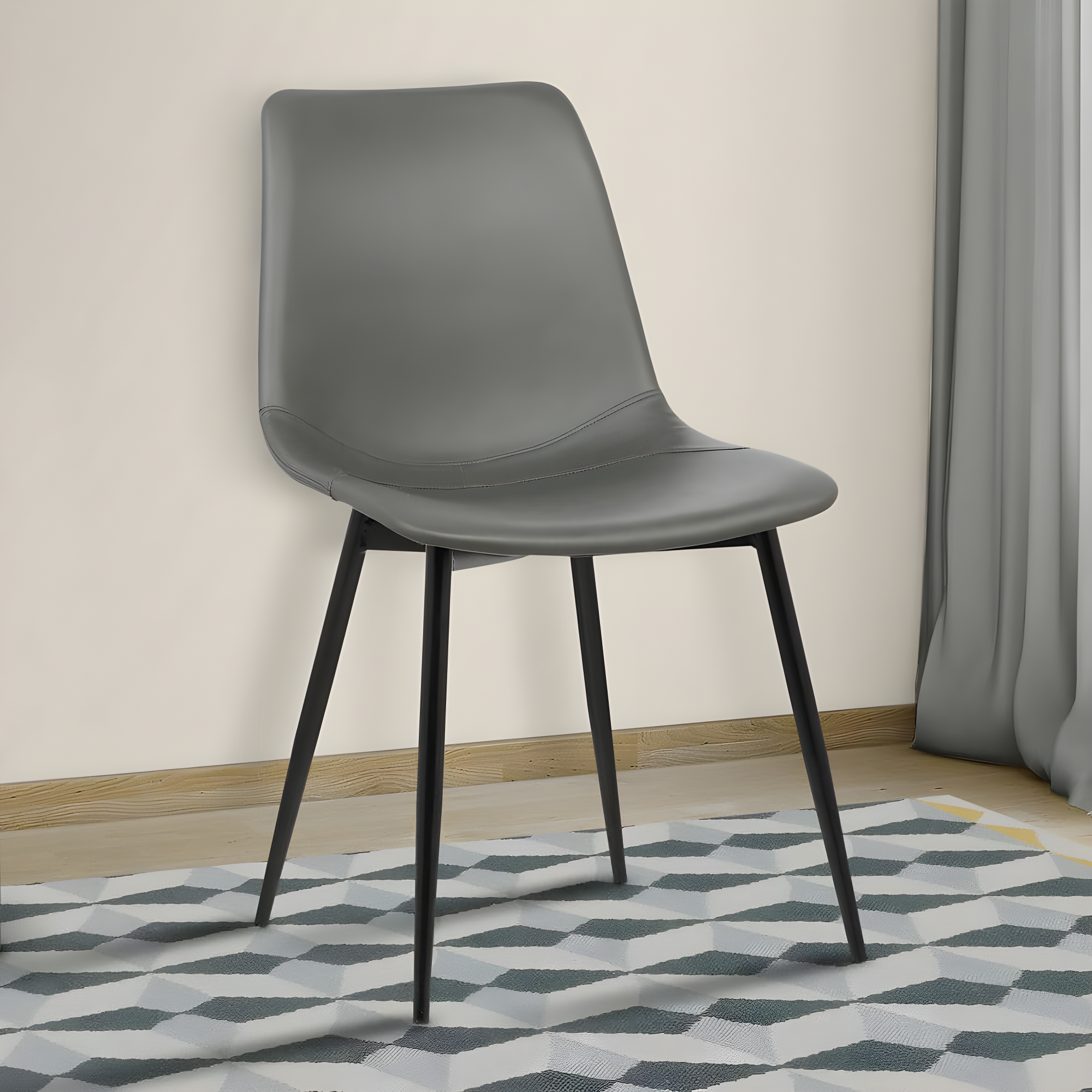 Monte Contemporary Dining Chair Faux Leather with Black Powder Coated Metal Legs - Armen Living