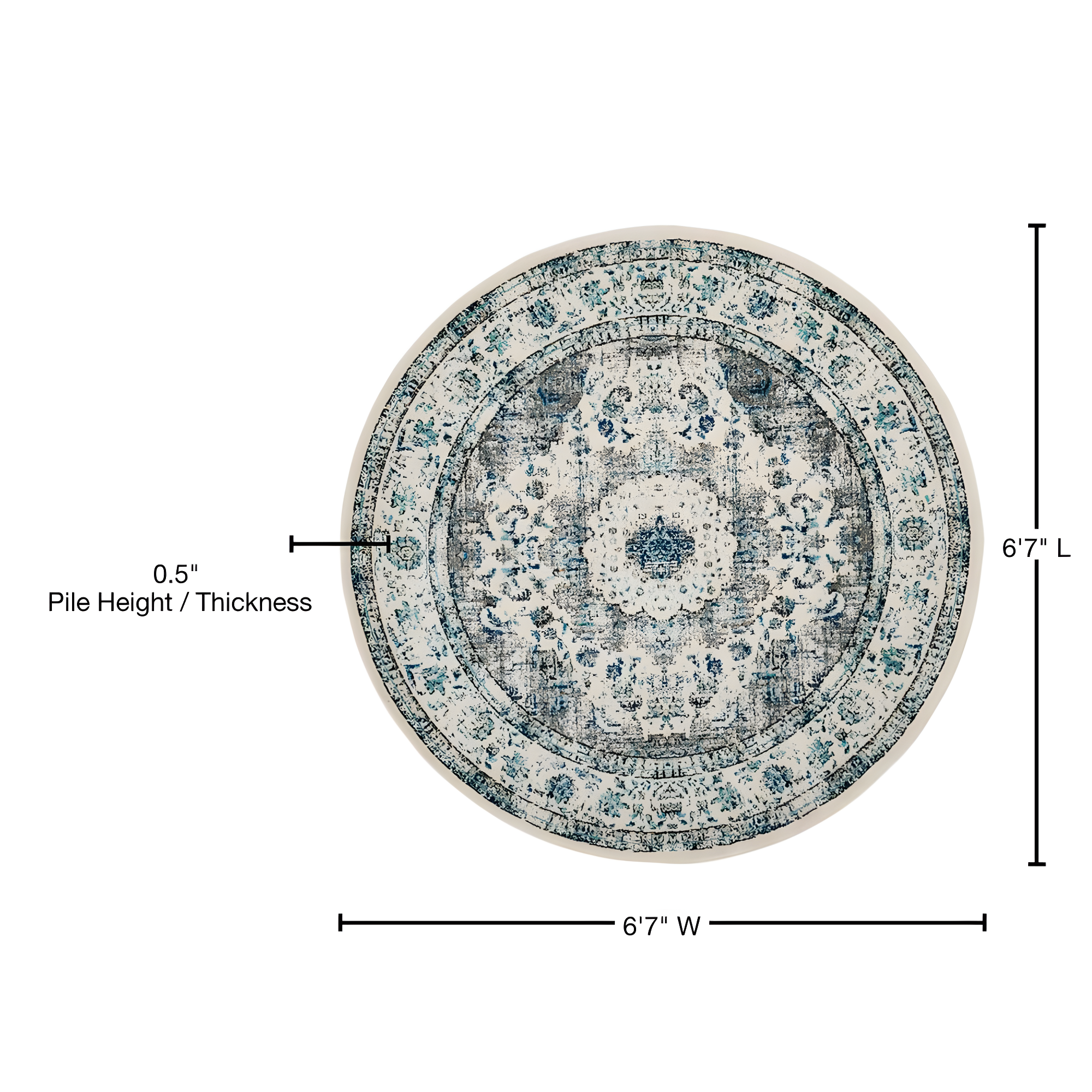 Evoke EVK220 Power Loomed Area Rug - Ivory/Grey - 6'7" Round - Safavieh.