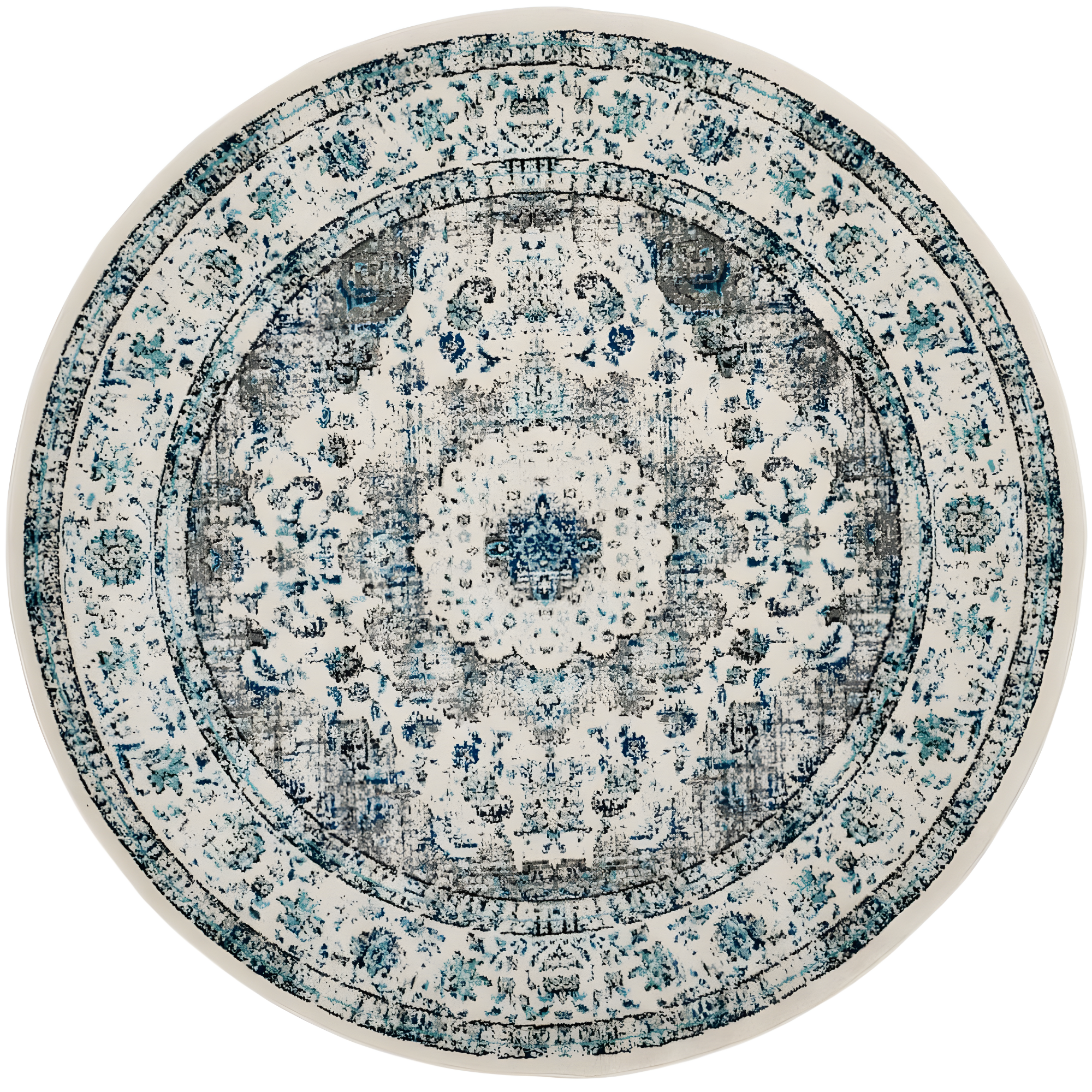 Evoke EVK220 Power Loomed Area Rug - Ivory/Grey - 6'7" Round - Safavieh.