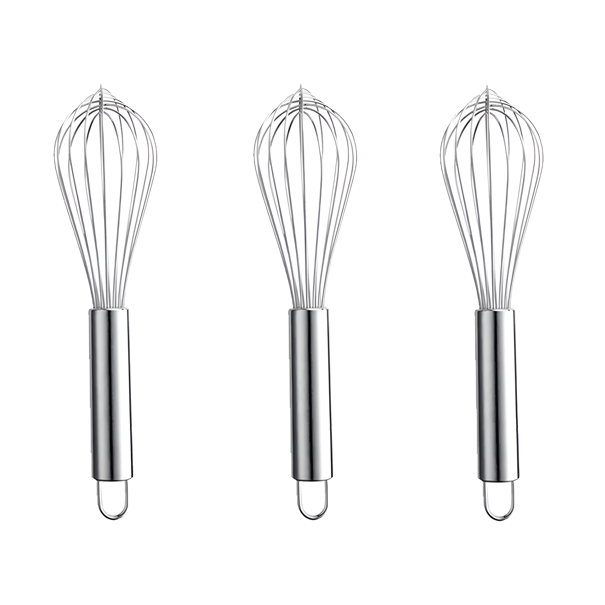 3Pcs 304 Stainless Steel Whisk Set, Professional Balloon Whisks for Kitchen Cooking, Perfect For Blending, Whisking, Baking, Beating, (8" +10"+ 12")