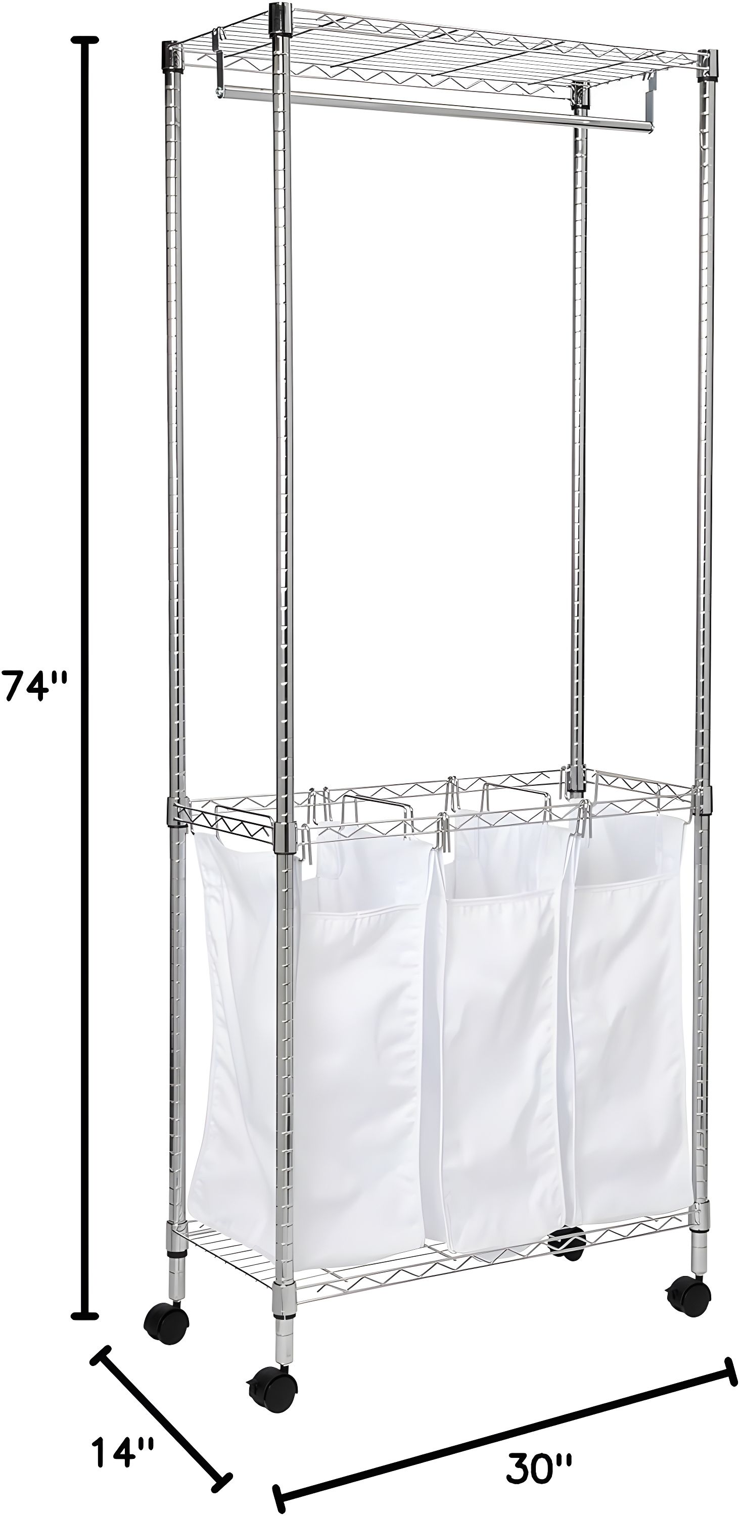 Rebrilliant Metal Rolling Laundry Center with Handles