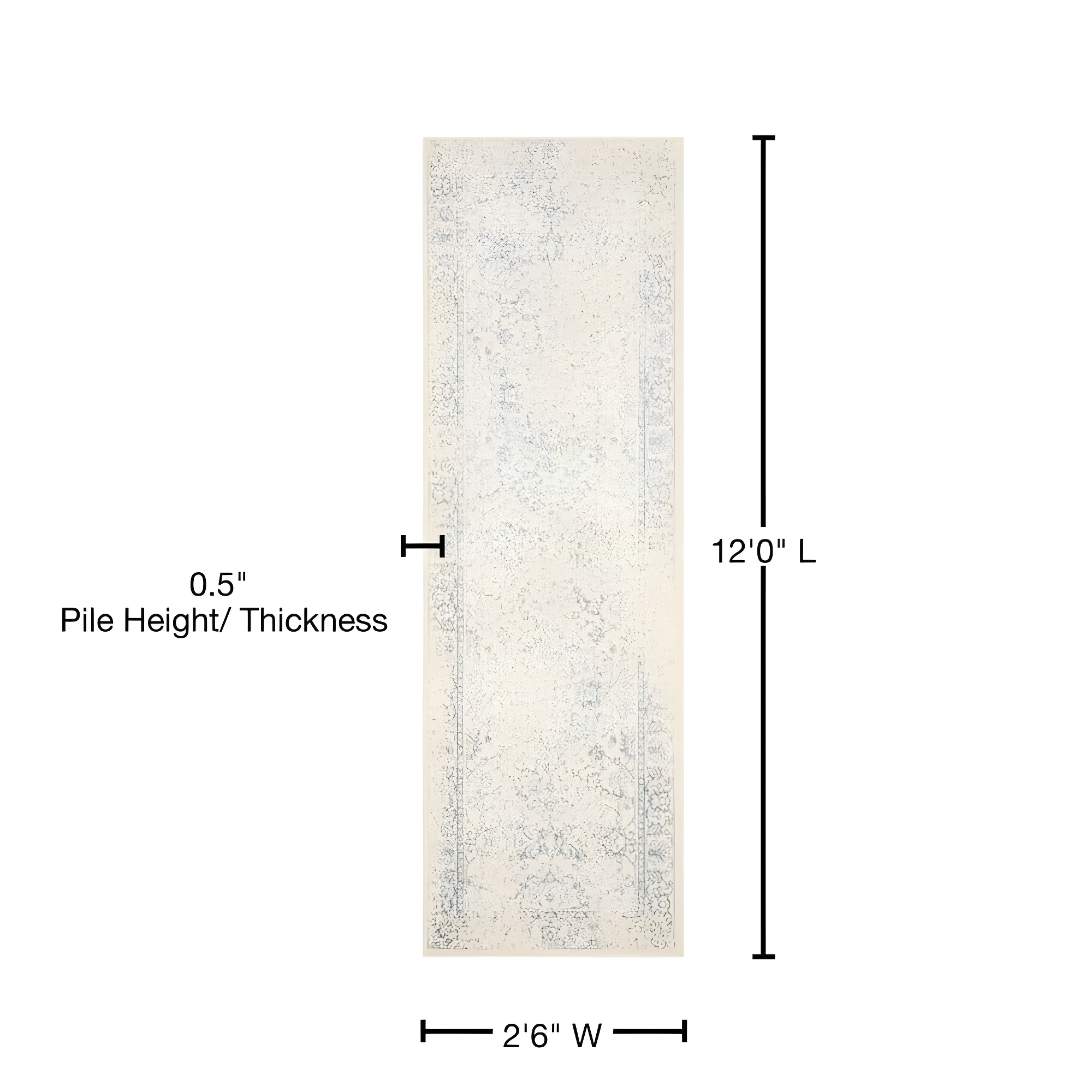 Adirondack ADR109 Machine Made Indoor Runner - Ivory/Slate - 2'-6"x12' - Safavieh
