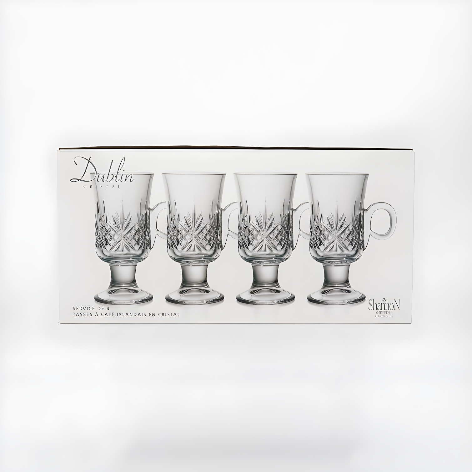 Godinger Silver Art Co Dublin Crystal Footed Irish Coffee Mug 6oz (Set of 4)