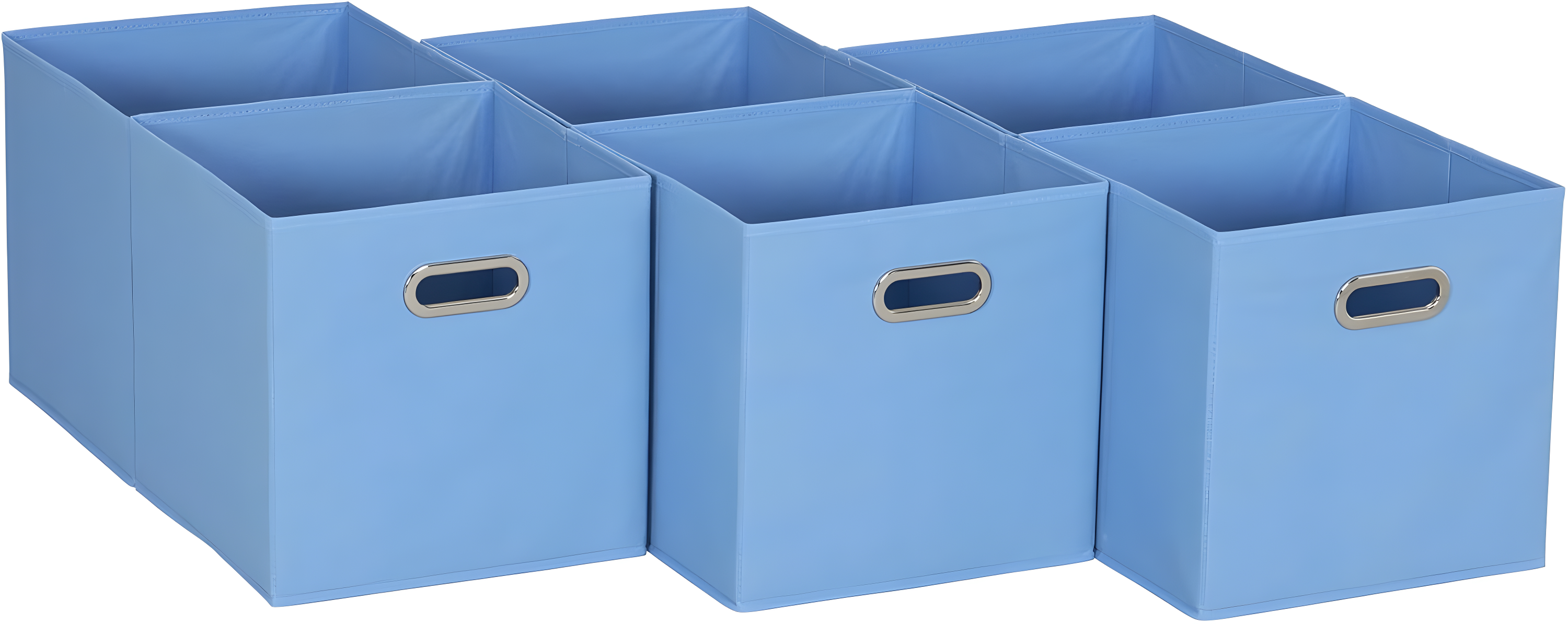 Household Essentials 11" Set of 6 Storage Bins Carolina Blue: Polyester Canvas, 11 Inch Cube System, Folds Flat