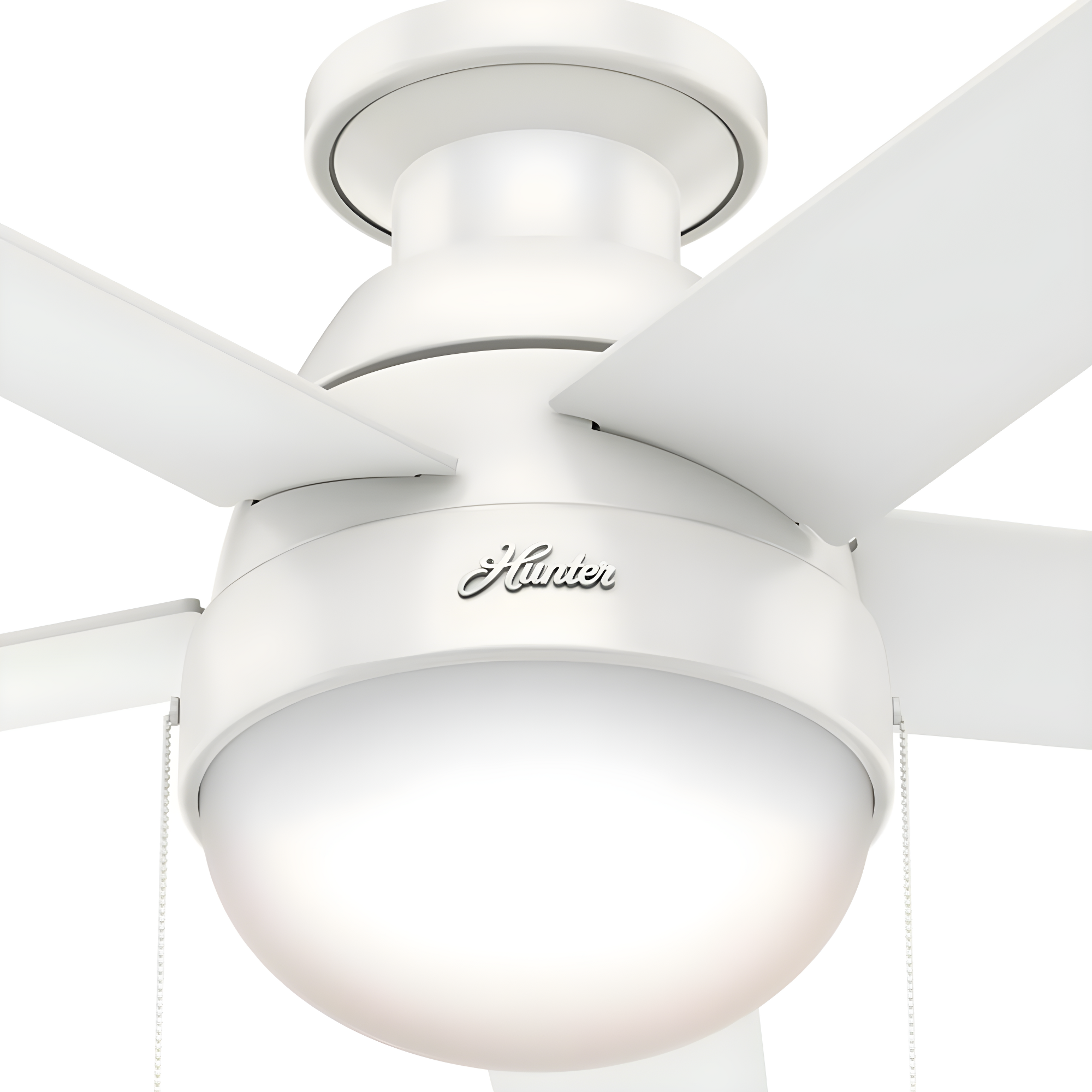 46" Anslee 5 - Blade LED Flush Mount Ceiling Fan with Pull Chain and Light Kit Included