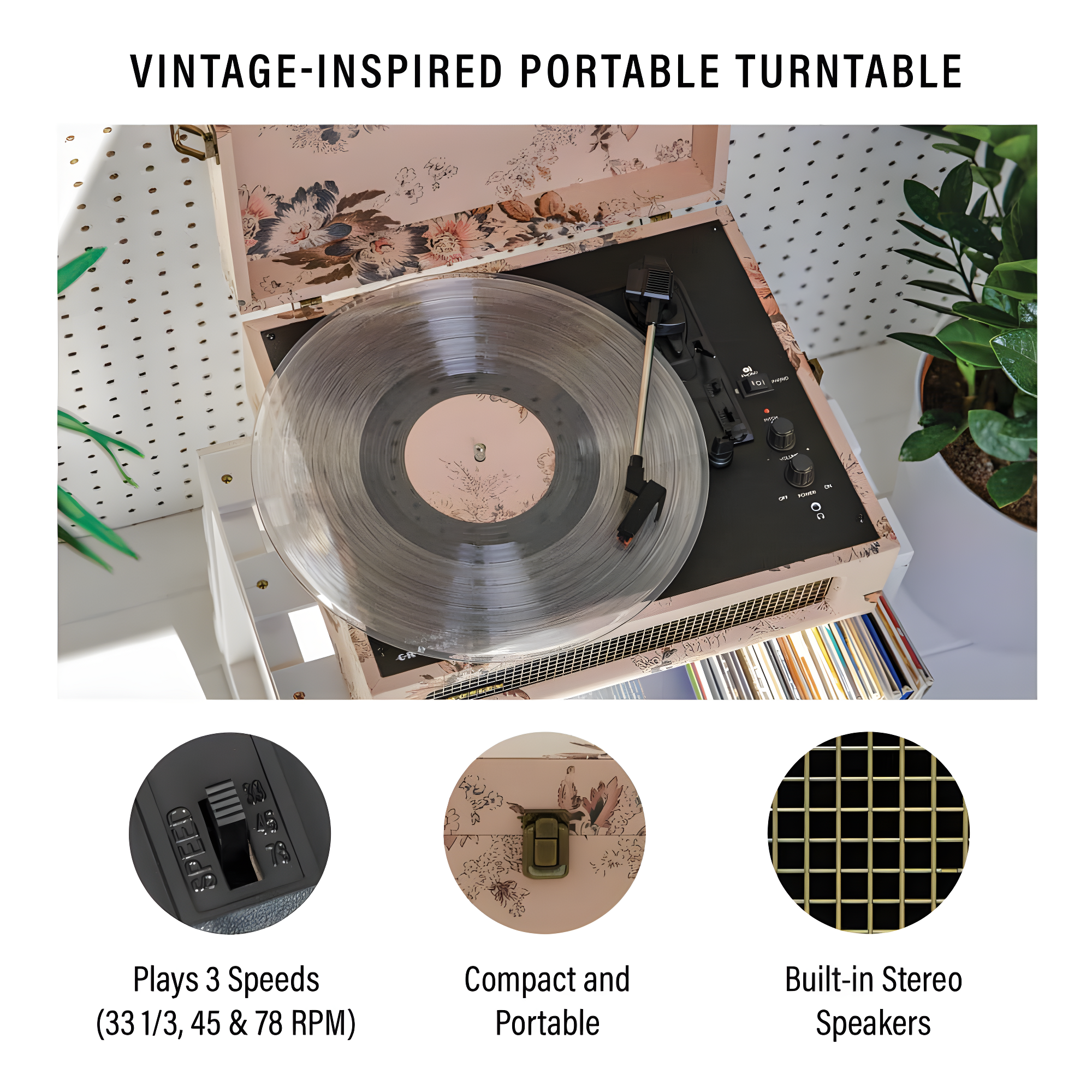 Crosley Floral Voyager Bluetooth Record Player
