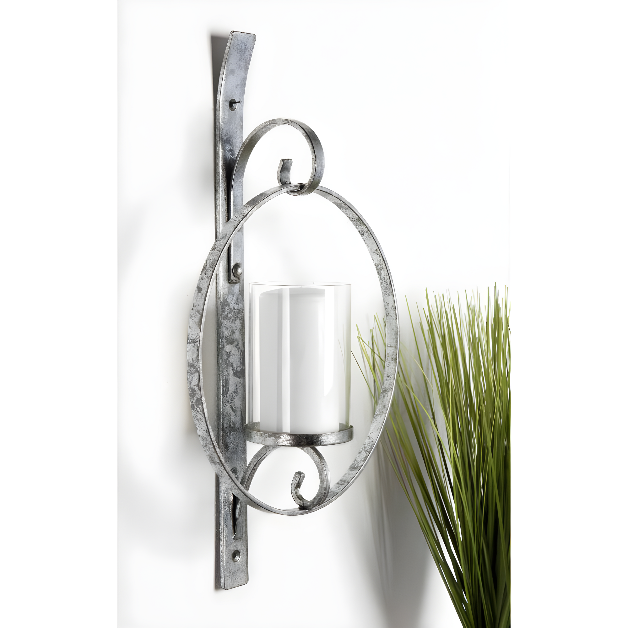 Kate and Laurel Doria Round Metal Wall Sconce, 12x22, Silver