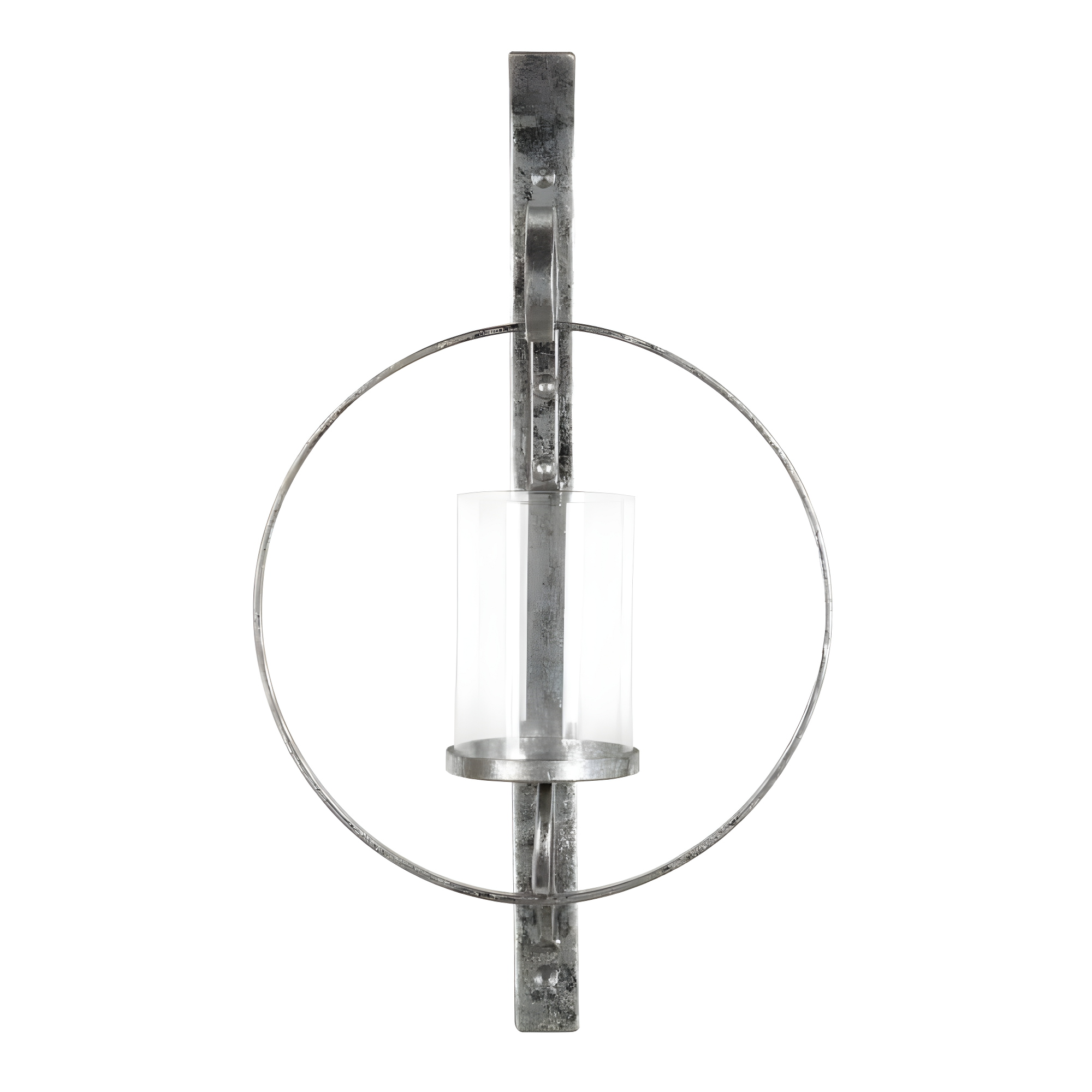 Kate and Laurel Doria Round Metal Wall Sconce, 12x22, Silver