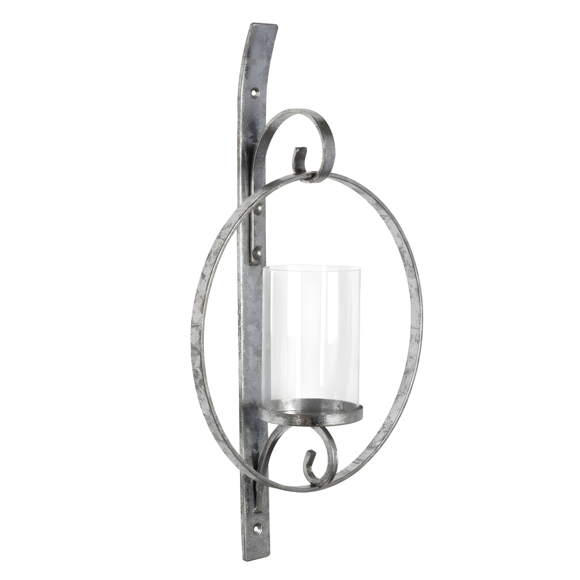Kate and Laurel Doria Round Metal Wall Sconce, 12x22, Silver