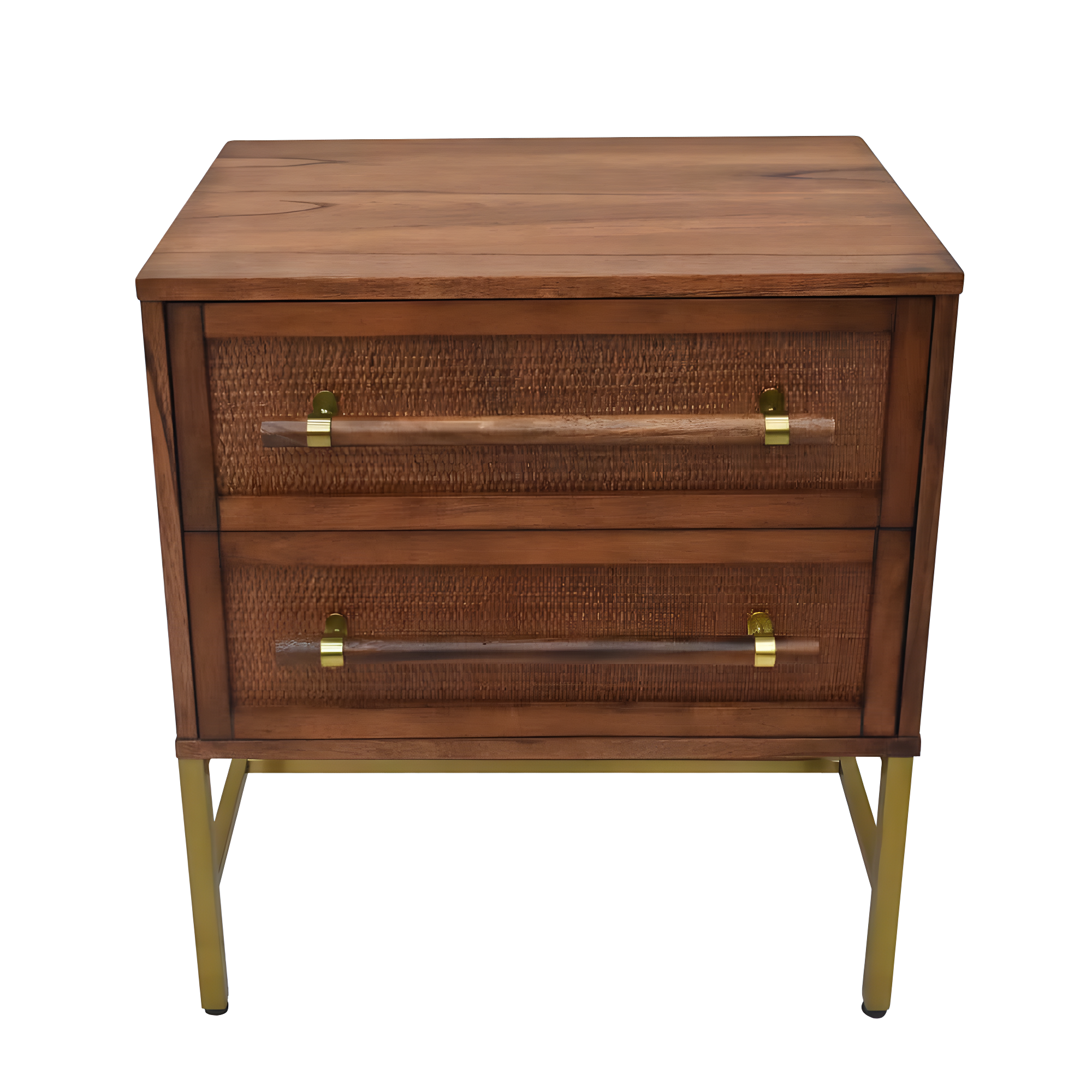Hopper Studio Hopper Studio Sophia Solid Wood 2-Drawer Rattan Nightstand, Stylish Storage For Modern Homes