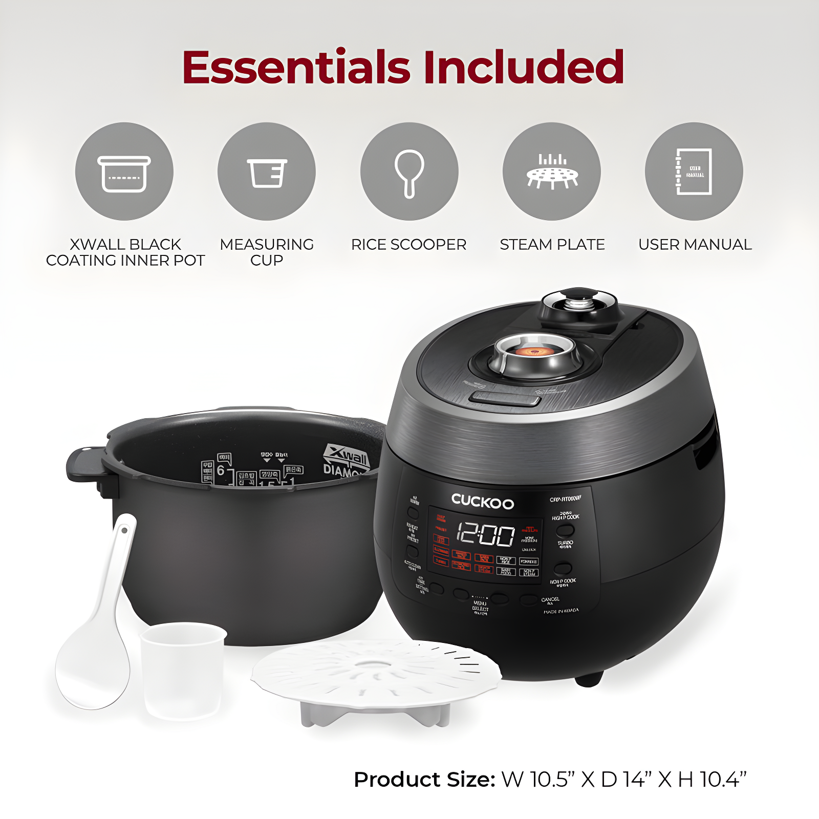 Cuckoo Electronics CUCKOO 6-Cup Twin Pressure Rice Cooker & Warmer with Nonstick Inner Pot, 14 Menu Options, Safe Steam Release, 3 Voice Guide, Auto Clean (Black) CRP-RT0609FB