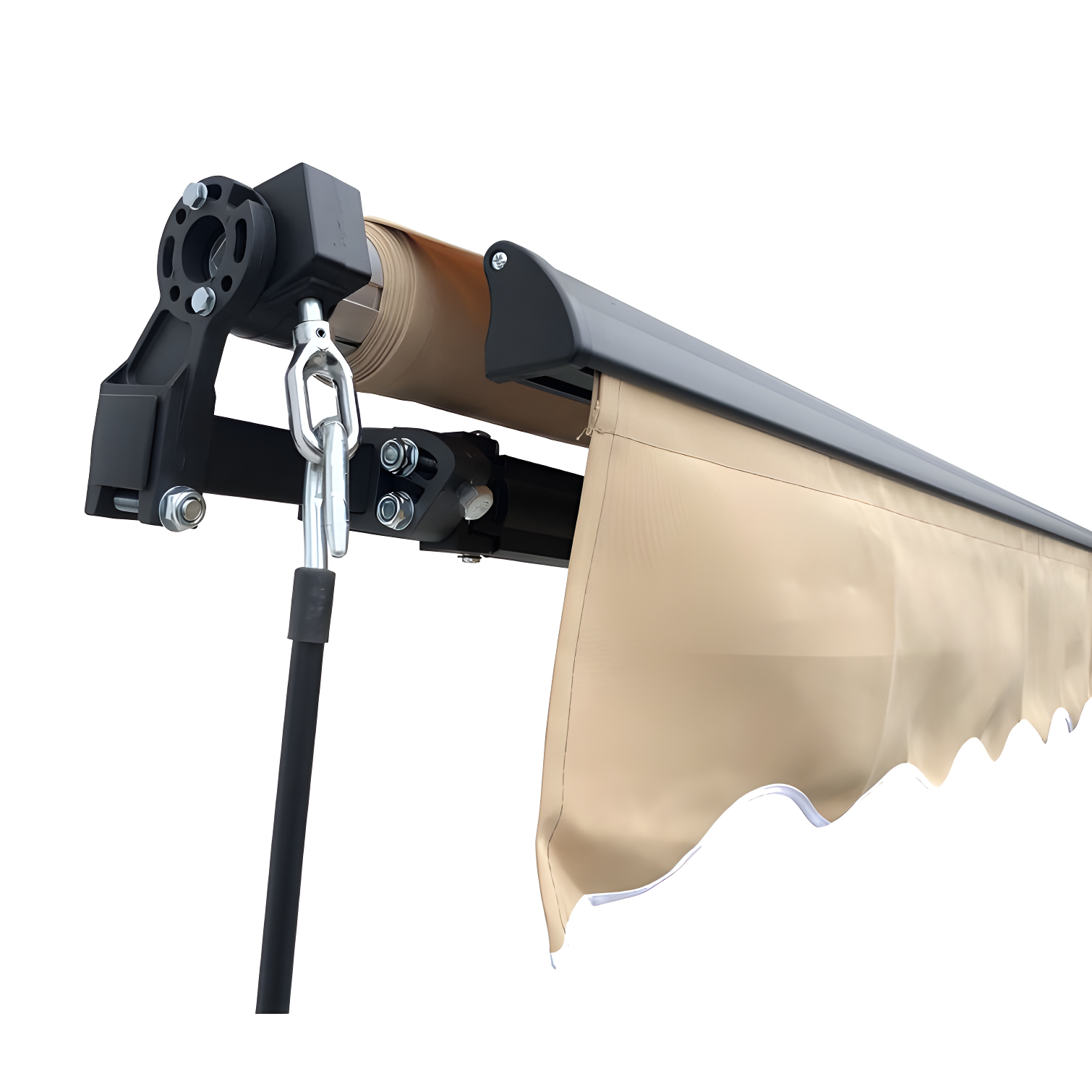 Motorized Retractable Patio Awning- Black Frame