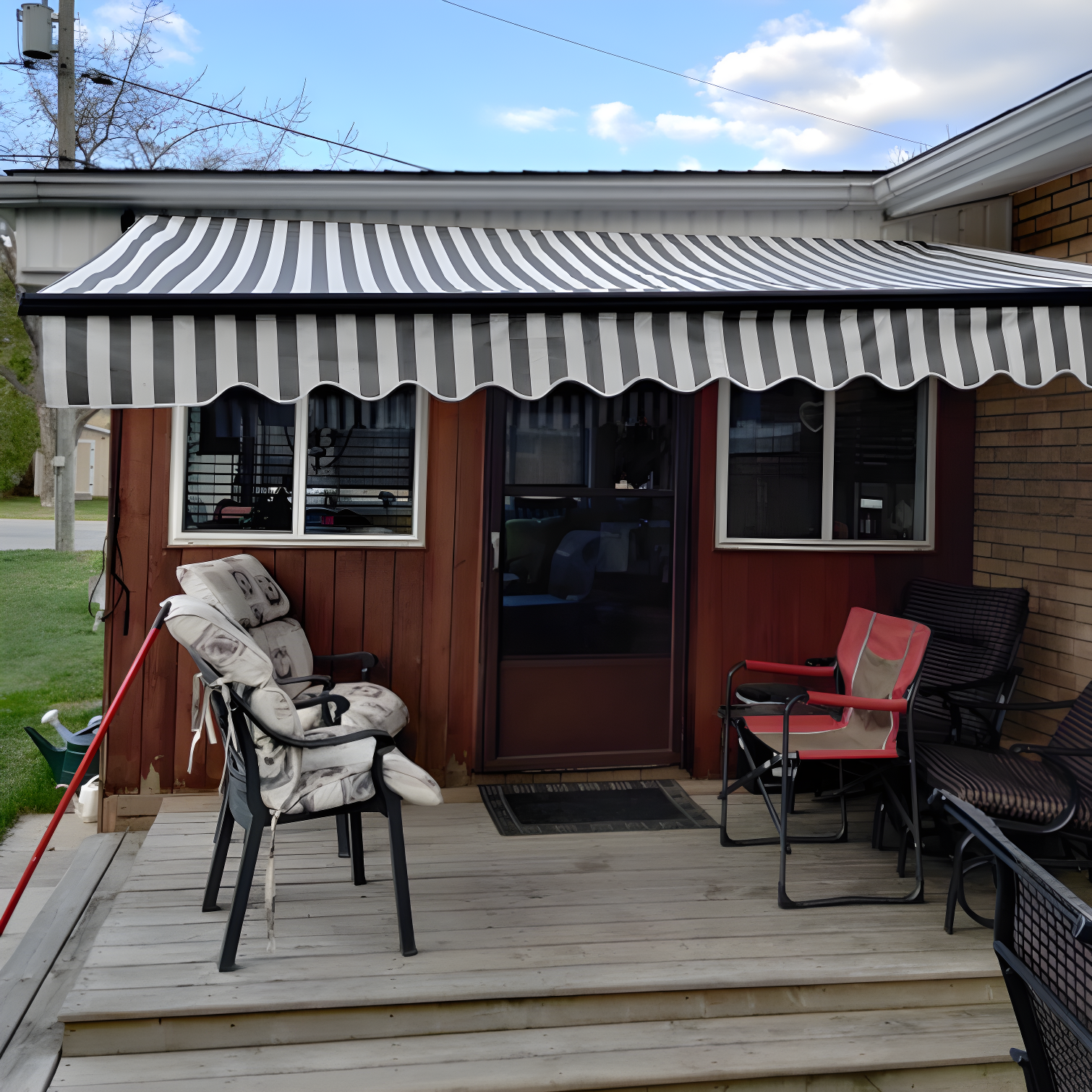 Motorized Retractable Patio Awning- Black Frame