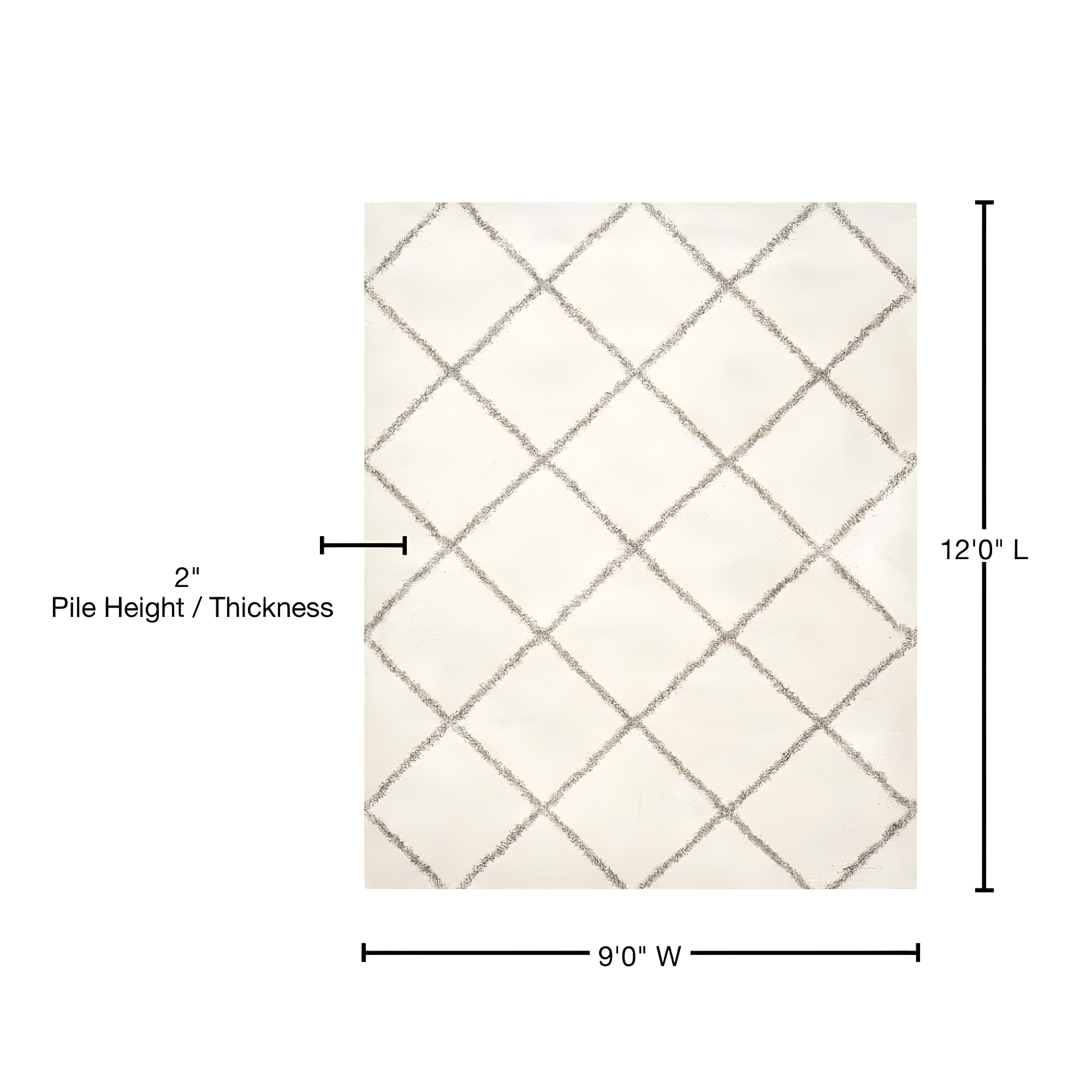 Hudson Shag SGH281 Power Loomed Indoor Area Rug - Ivory/Grey - 9'x12' - Safavieh