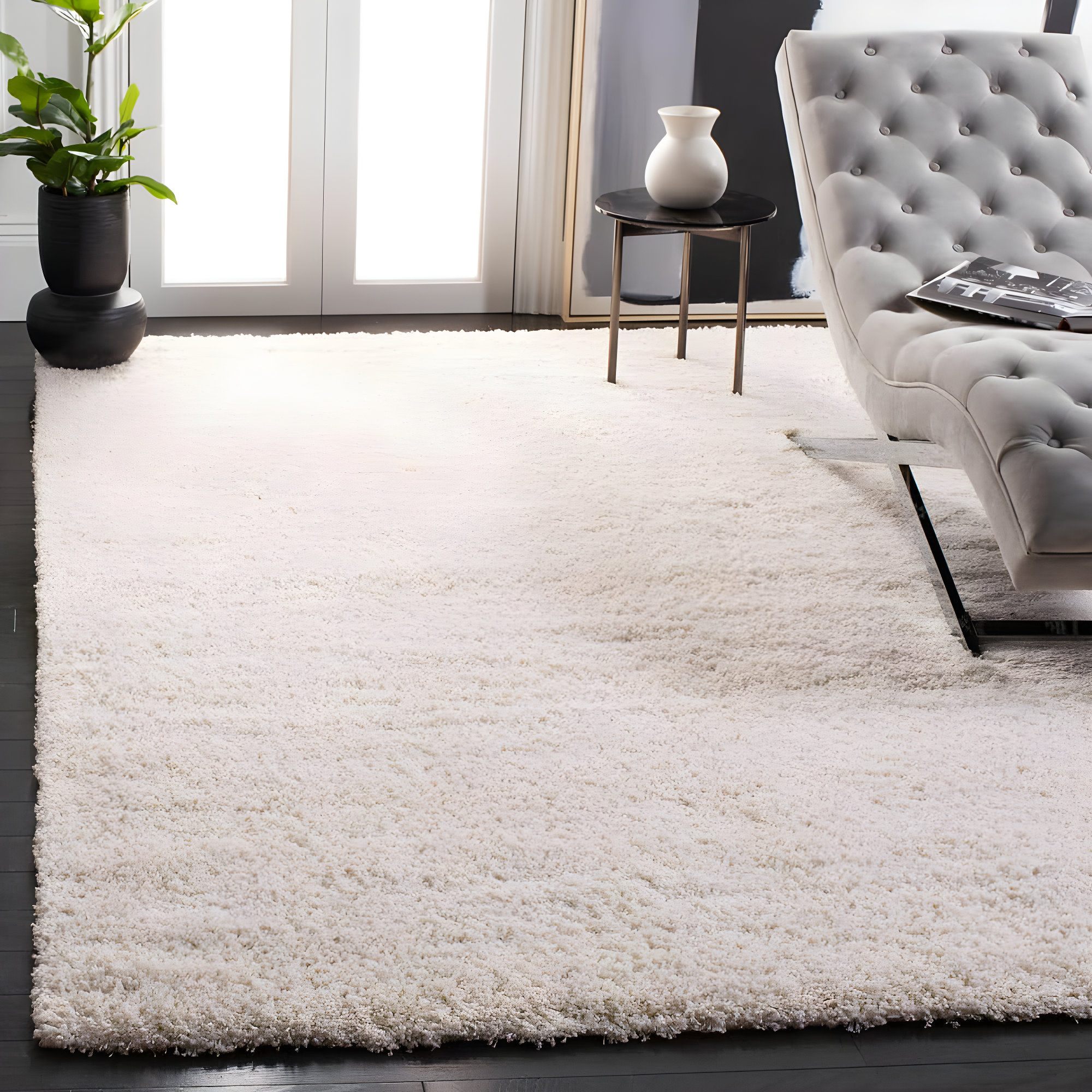 Shag SG151 Power Loomed Indoor Accent Rug - Ivory - 3'x5' - Safavieh.