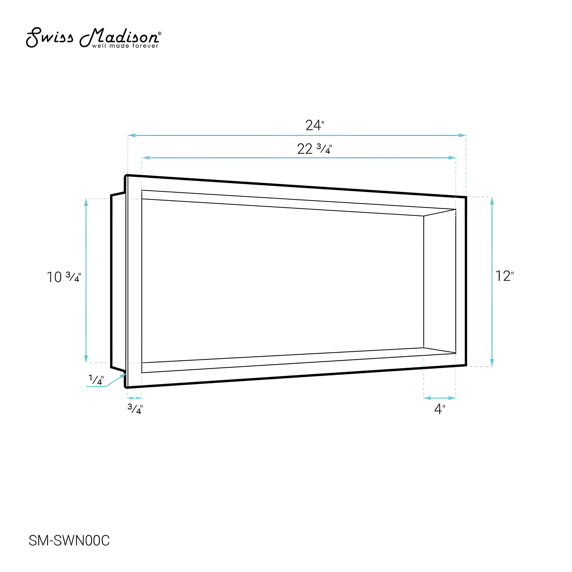 Voltaire 12" x 24" Stainless Steel Single Shelf Wall Niche