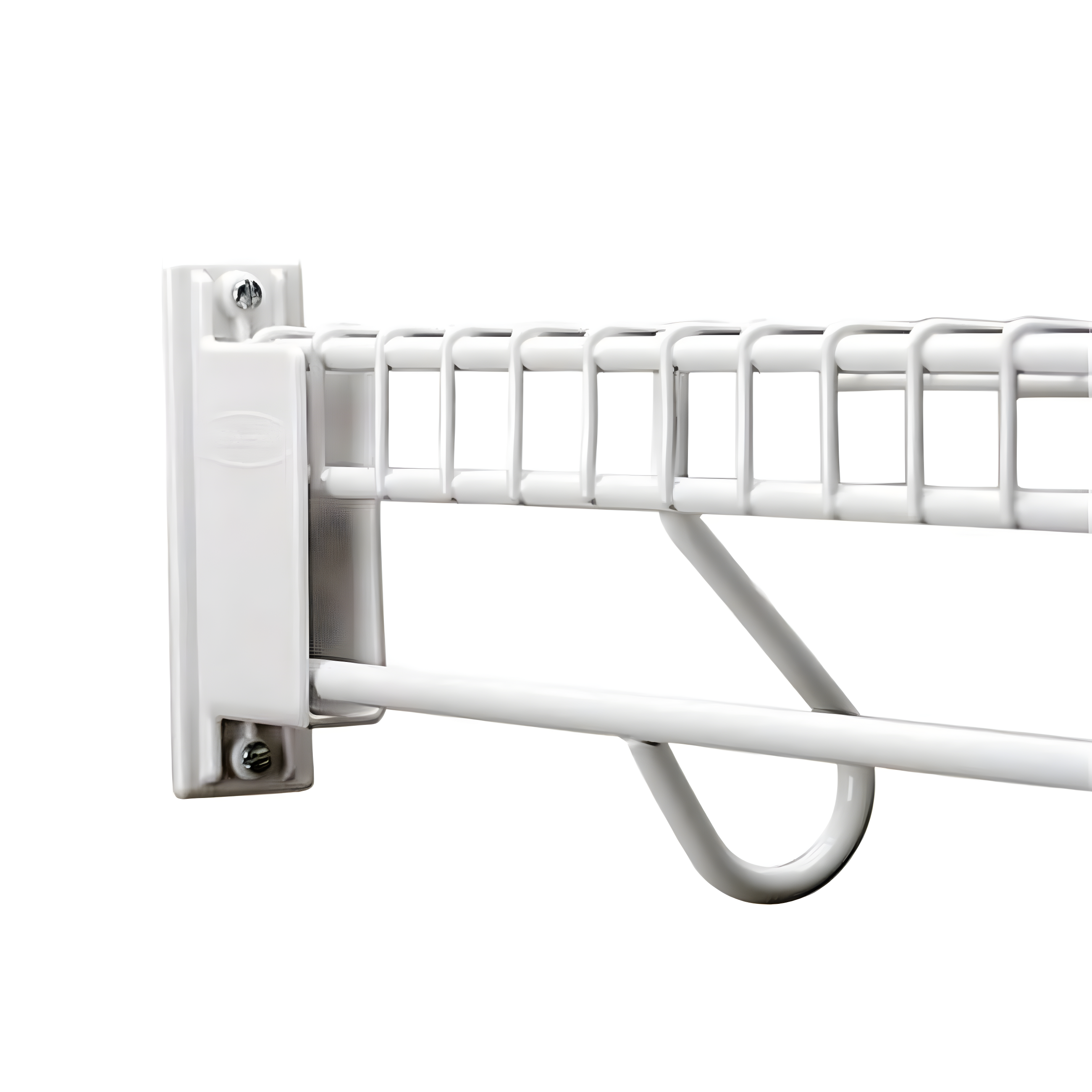 Rubbermaid 3D68-LW-WHT Free Slide Fast Set Wall End Bracket, White