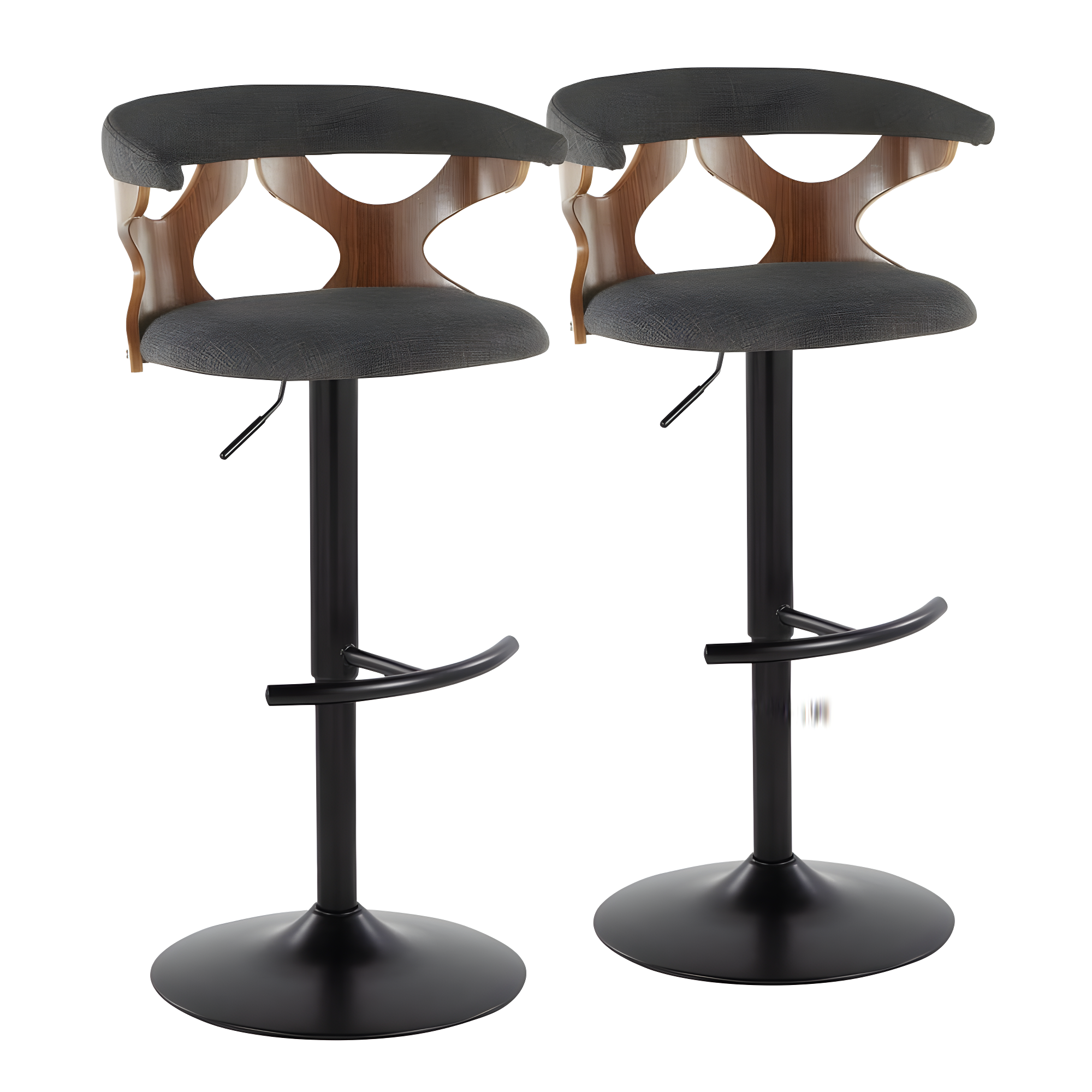 Gardenia Swivel Upholstered Adjustable Height Counter Stool with Metal Frame (Set of 2)