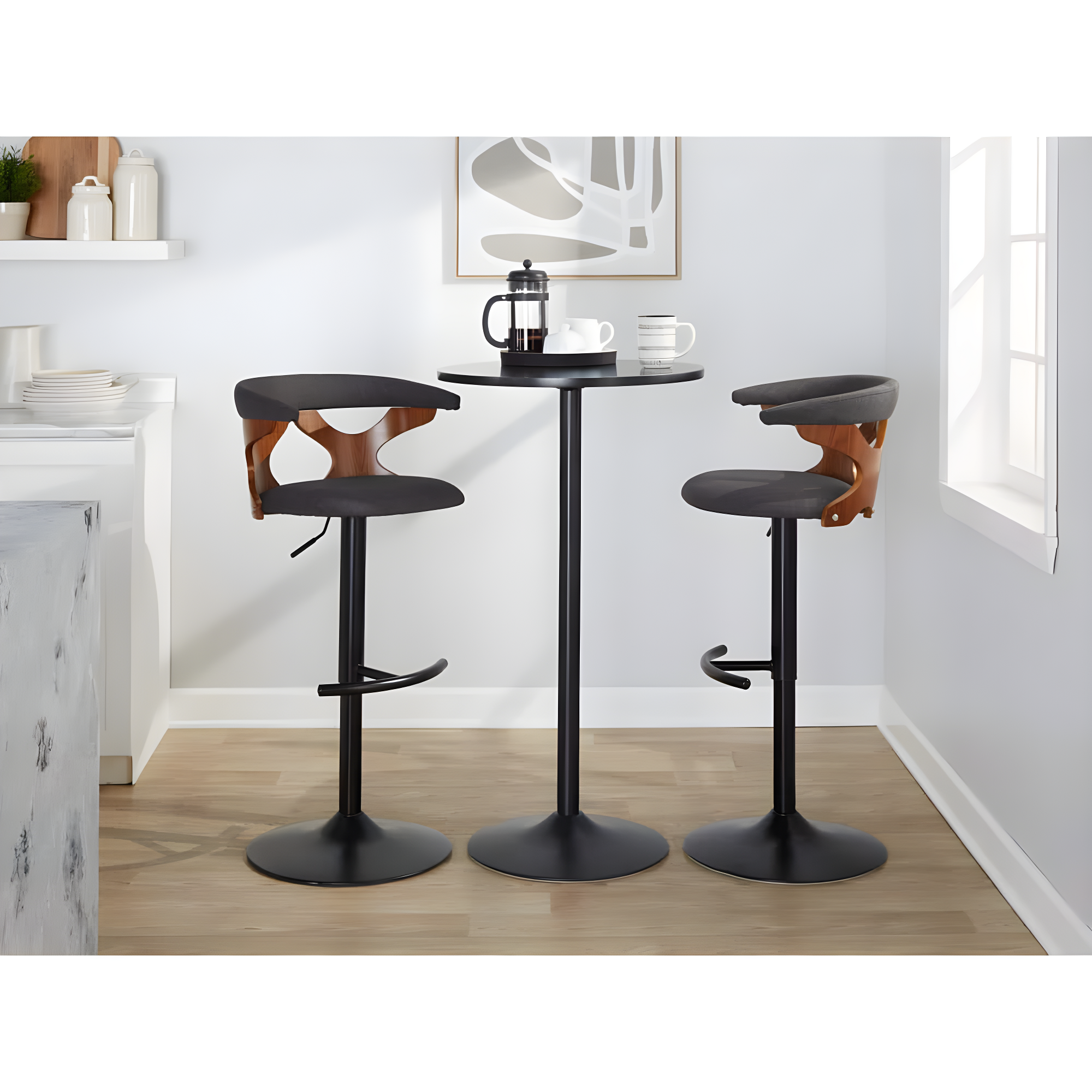 Gardenia Swivel Upholstered Adjustable Height Counter Stool with Metal Frame (Set of 2)