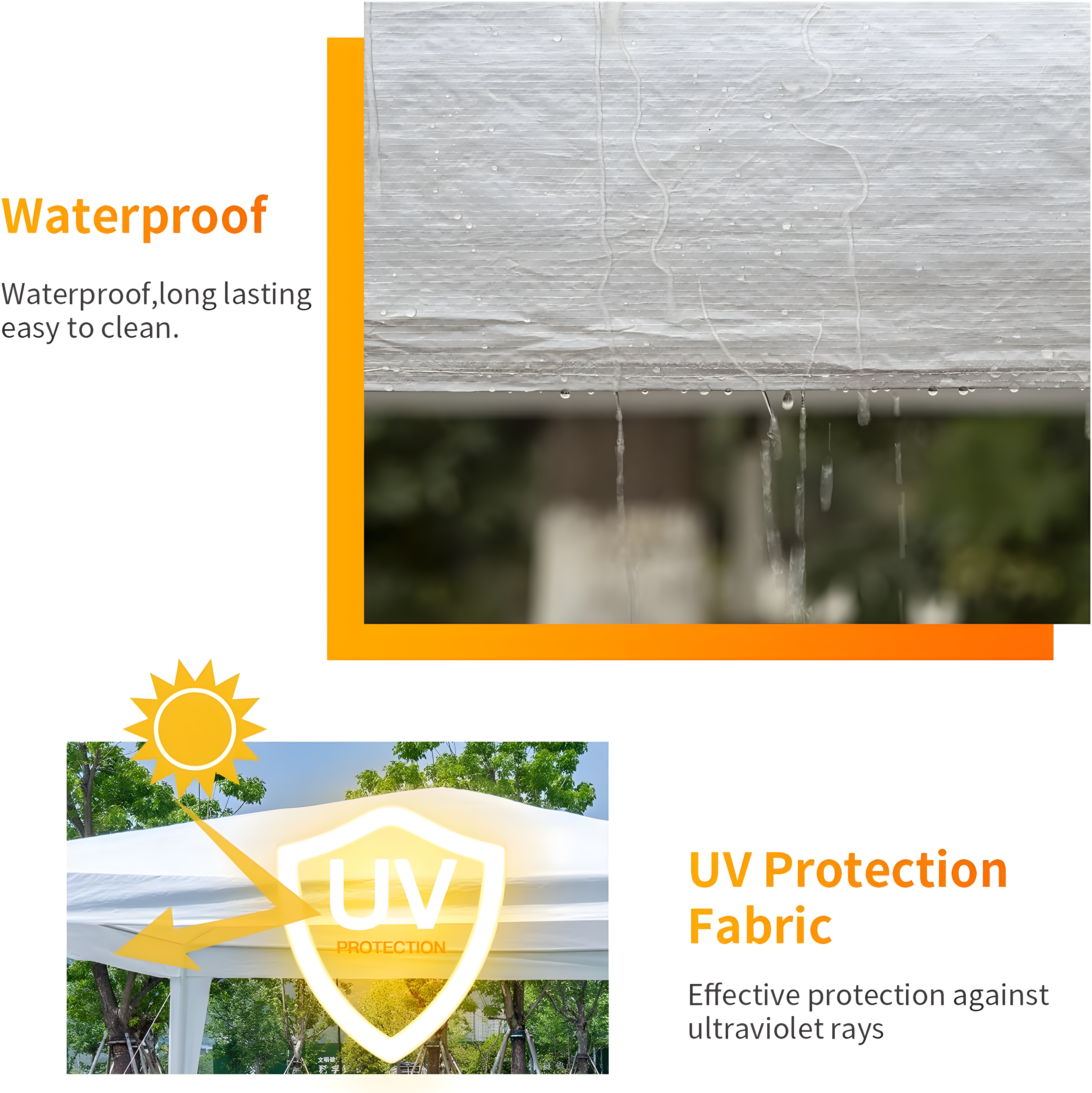 XF XINFENG 10'x10' Outdoor Wedding Party Canopy Tent, Camping Shelter Waterproof Outdoor Party Tent White Patio Gazebo Canopy Tents for BBQ Pavilion Canopy Cater Events