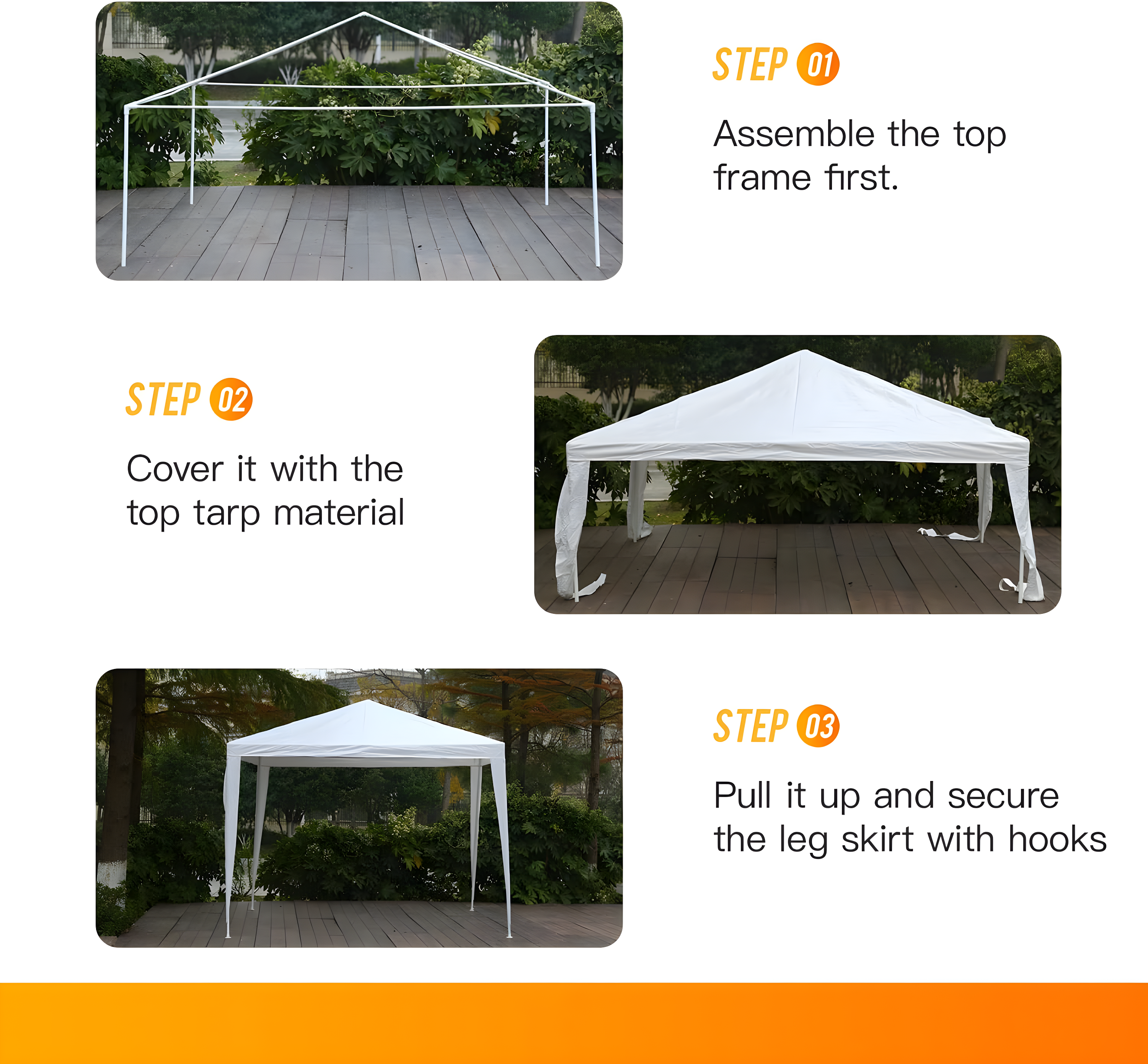 XF XINFENG 10'x10' Outdoor Wedding Party Canopy Tent, Camping Shelter Waterproof Outdoor Party Tent White Patio Gazebo Canopy Tents for BBQ Pavilion Canopy Cater Events