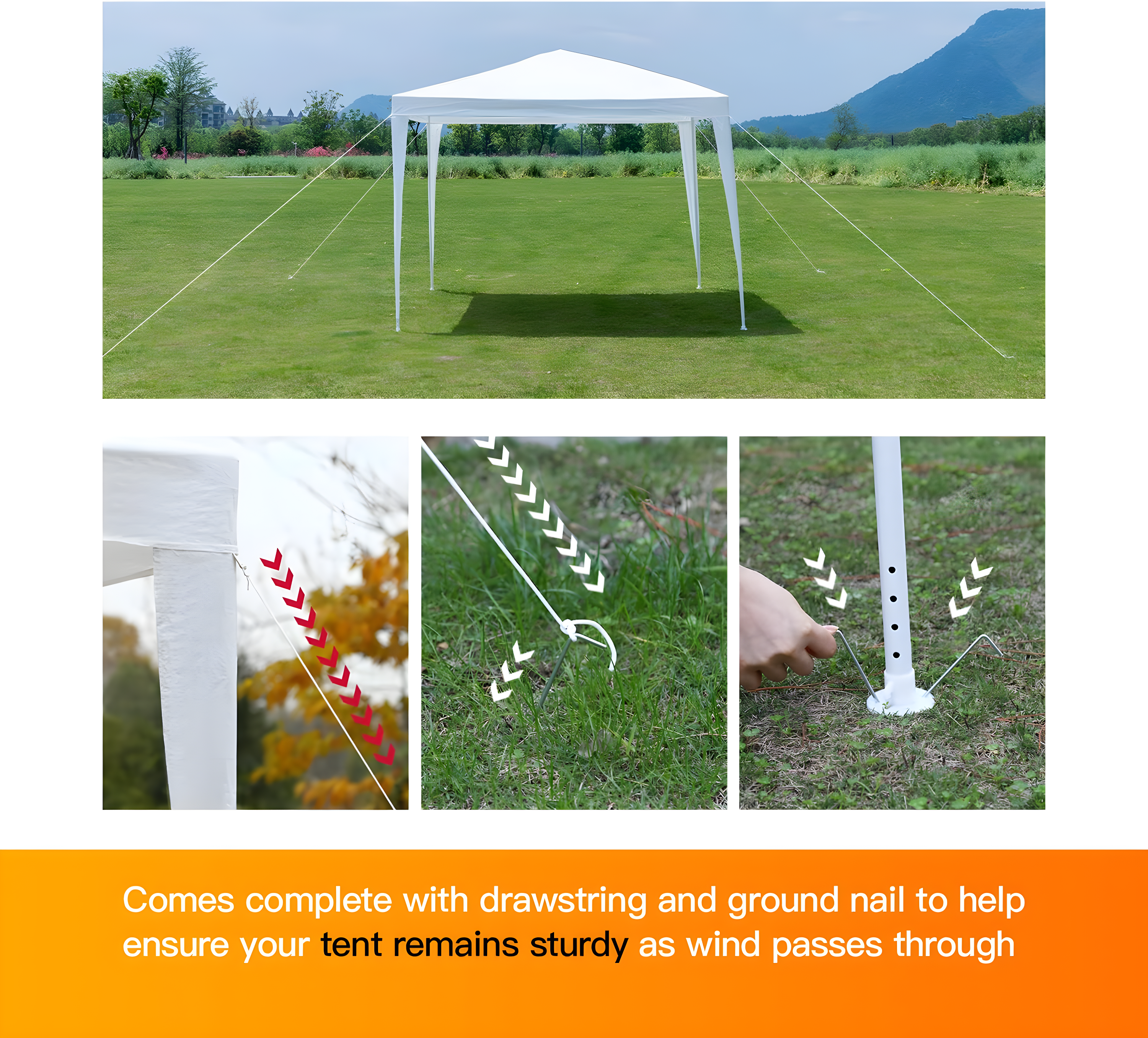 XF XINFENG 10'x10' Outdoor Wedding Party Canopy Tent, Camping Shelter Waterproof Outdoor Party Tent White Patio Gazebo Canopy Tents for BBQ Pavilion Canopy Cater Events