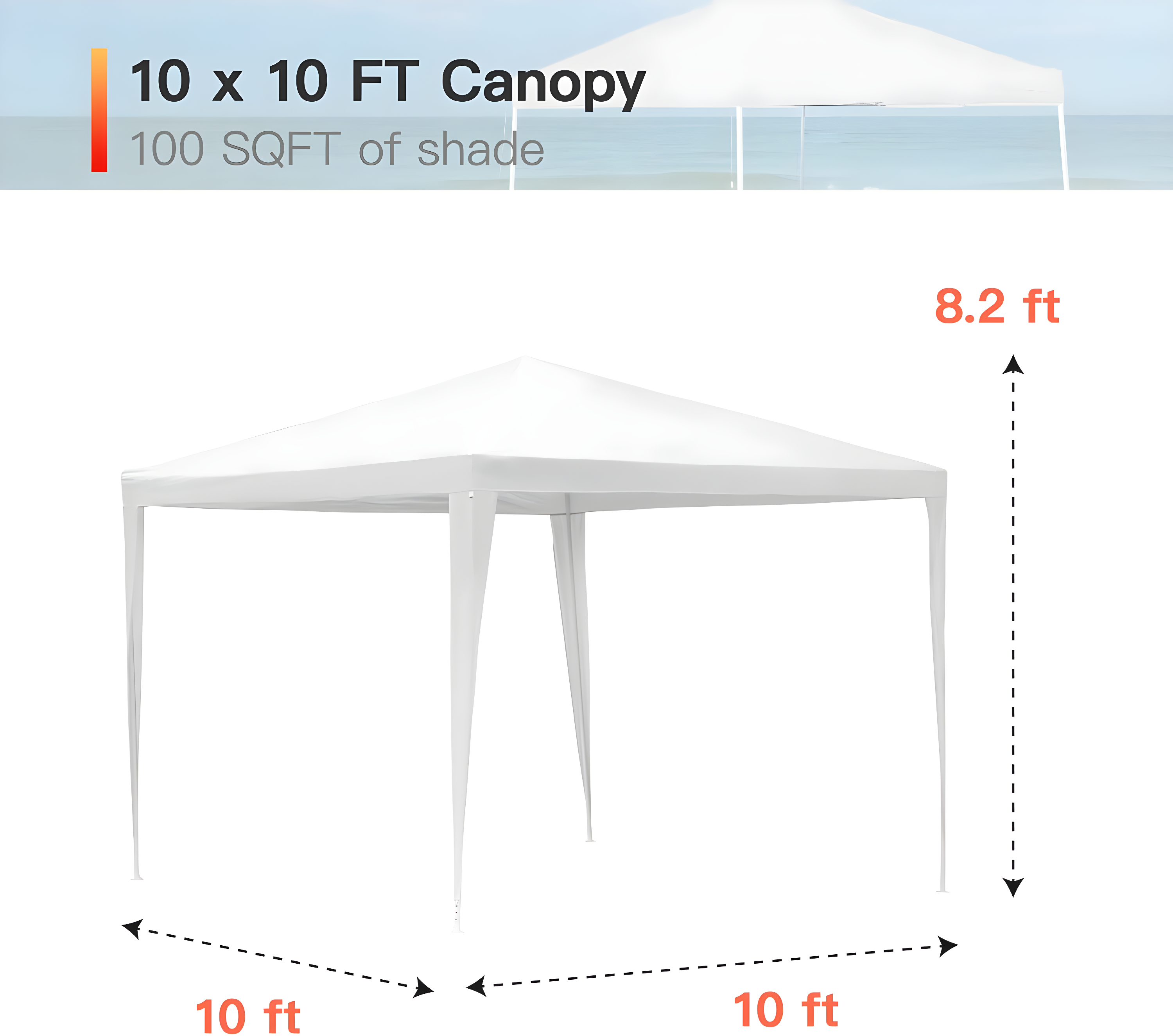 XF XINFENG 10'x10' Outdoor Wedding Party Canopy Tent, Camping Shelter Waterproof Outdoor Party Tent White Patio Gazebo Canopy Tents for BBQ Pavilion Canopy Cater Events