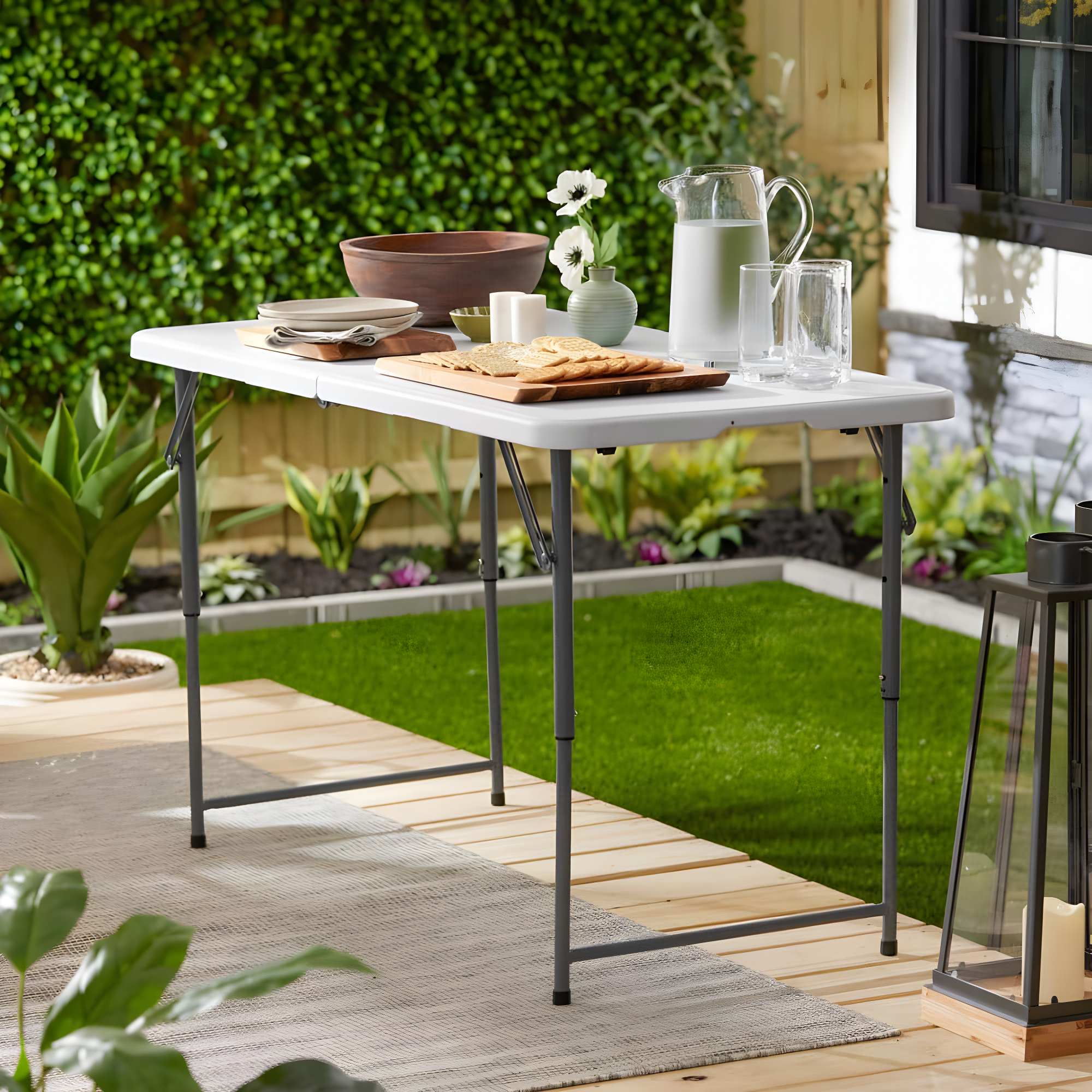 Open Box Plastic Development Group 48in Bi Fold Blow Molded Plastic Table