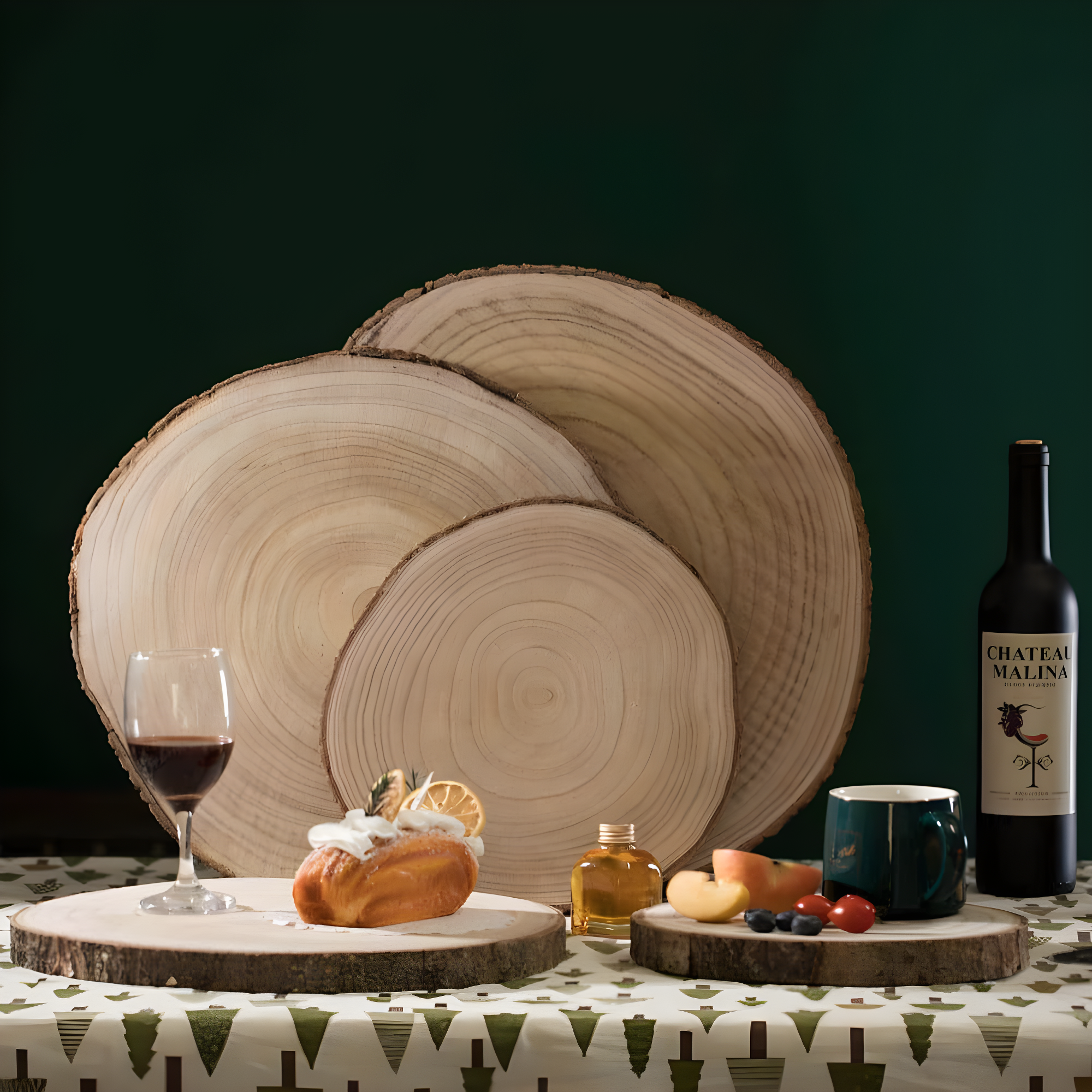 Vintiquewise Barky Natural Wood Slabs Rustic Ornament Slice Tray Table Charger - Set of 5