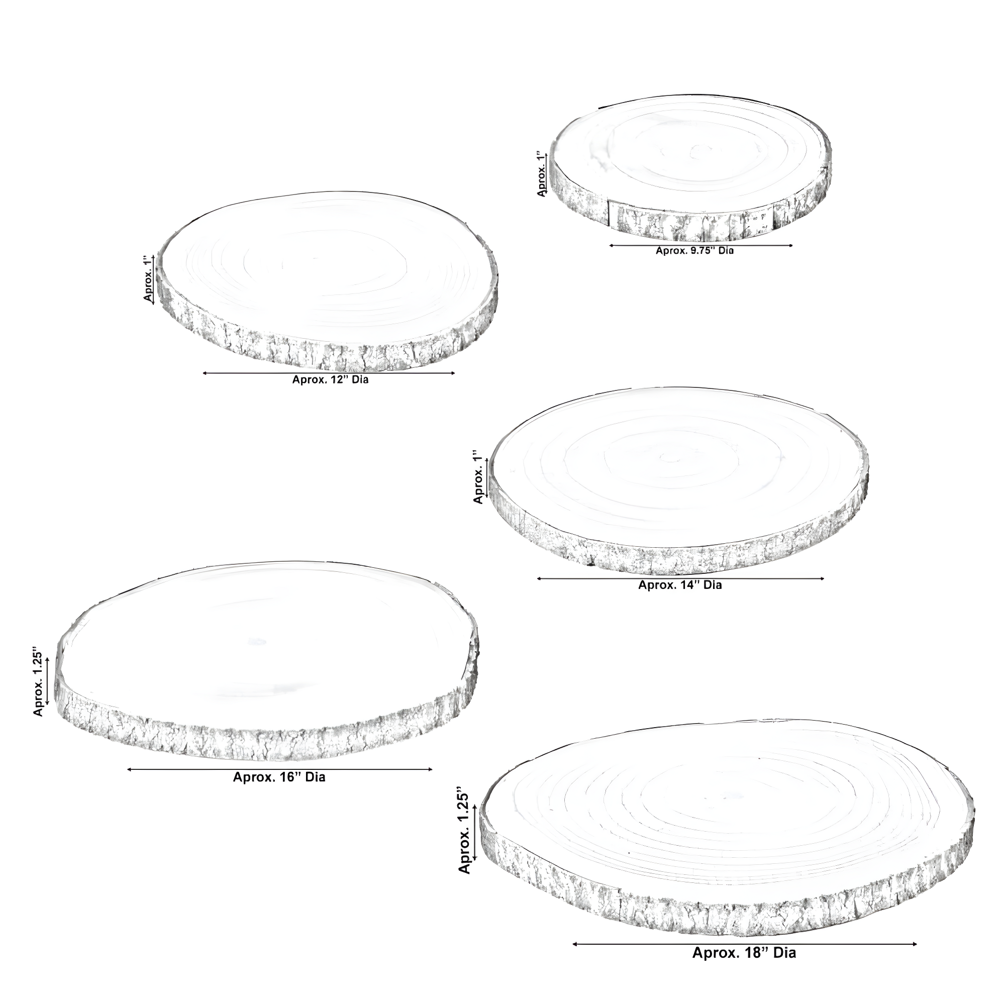 Vintiquewise Barky Natural Wood Slabs Rustic Ornament Slice Tray Table Charger - Set of 5