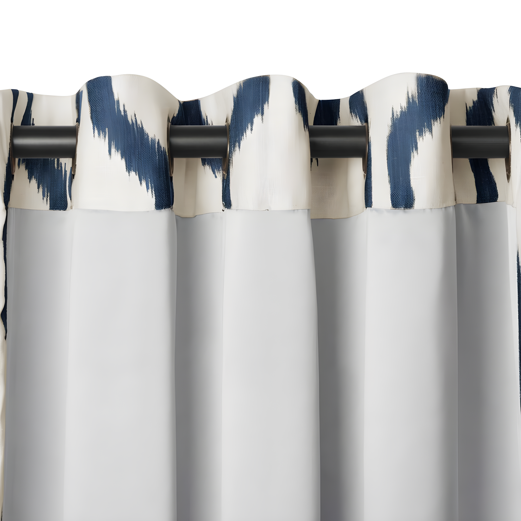 Renzo Ikat Geometric Linen Room Darkening Single Window Curtain Panel - 52" x 95" - Indigo - Elrene Home Fashions