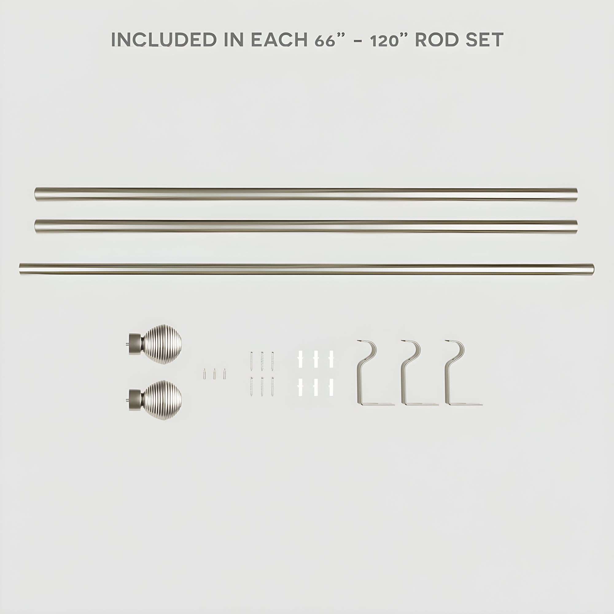 Exclusive Home 66"-120" Modern Layer Curtain Rod - Matte Silver