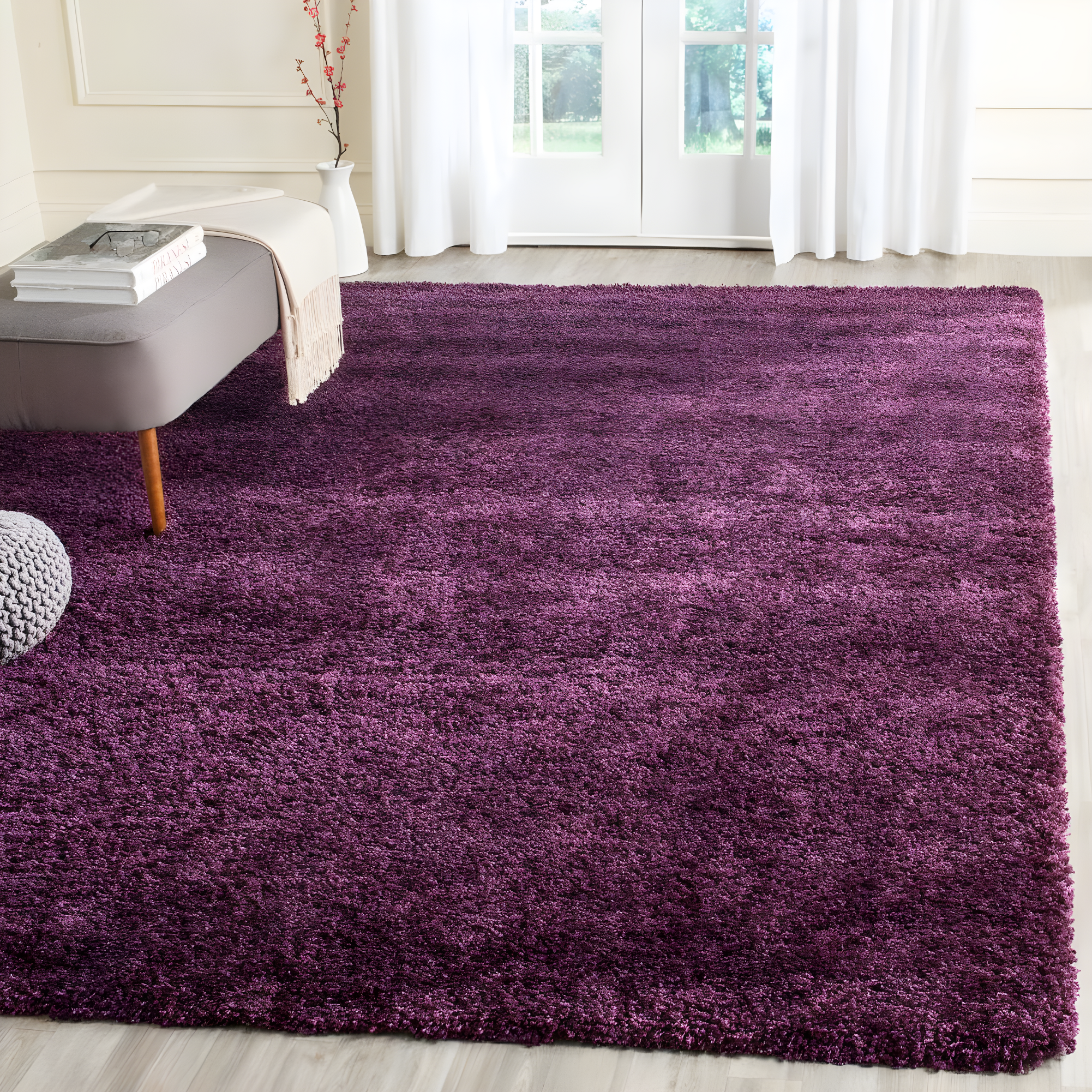 Shag SG151 Power Loomed Area Rug - Purple - 6'7"x6'7" - Safavieh.