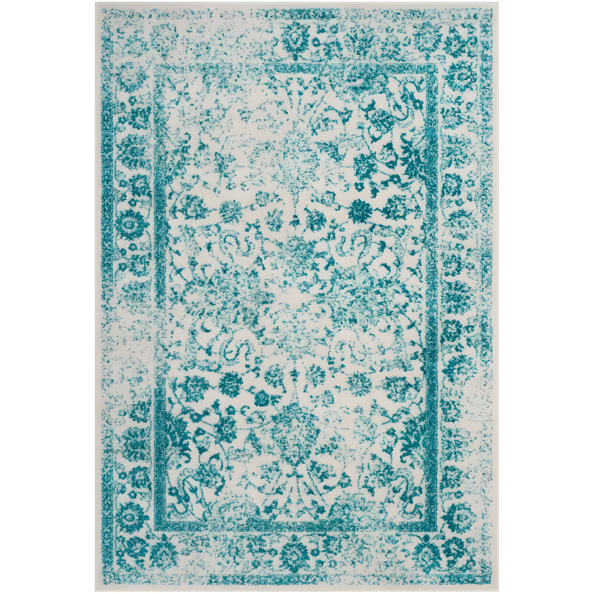 Adirondack ADR109 Machine Made Indoor Area Rug - Ivory/Teal - 6'x9' - Safavieh