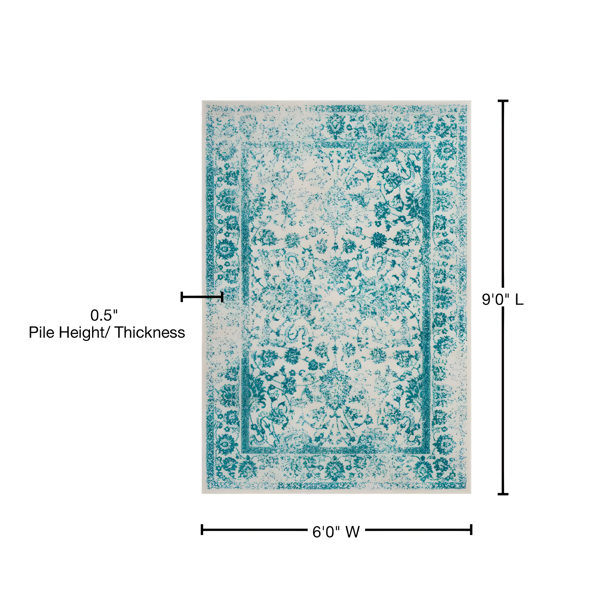 Adirondack ADR109 Machine Made Indoor Area Rug - Ivory/Teal - 6'x9' - Safavieh